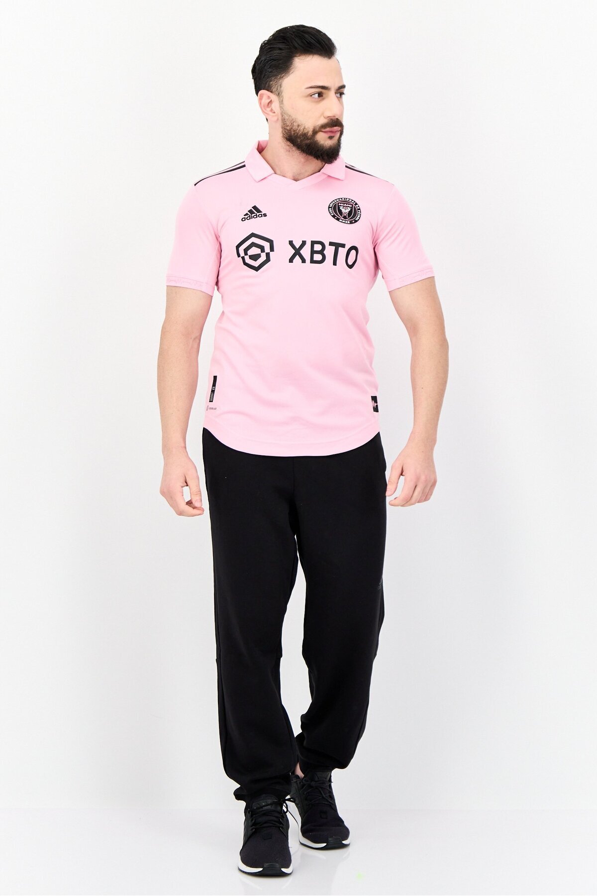 adidas-Men Sportswear Fit Short Sleeve Football Jersey, Pink 4