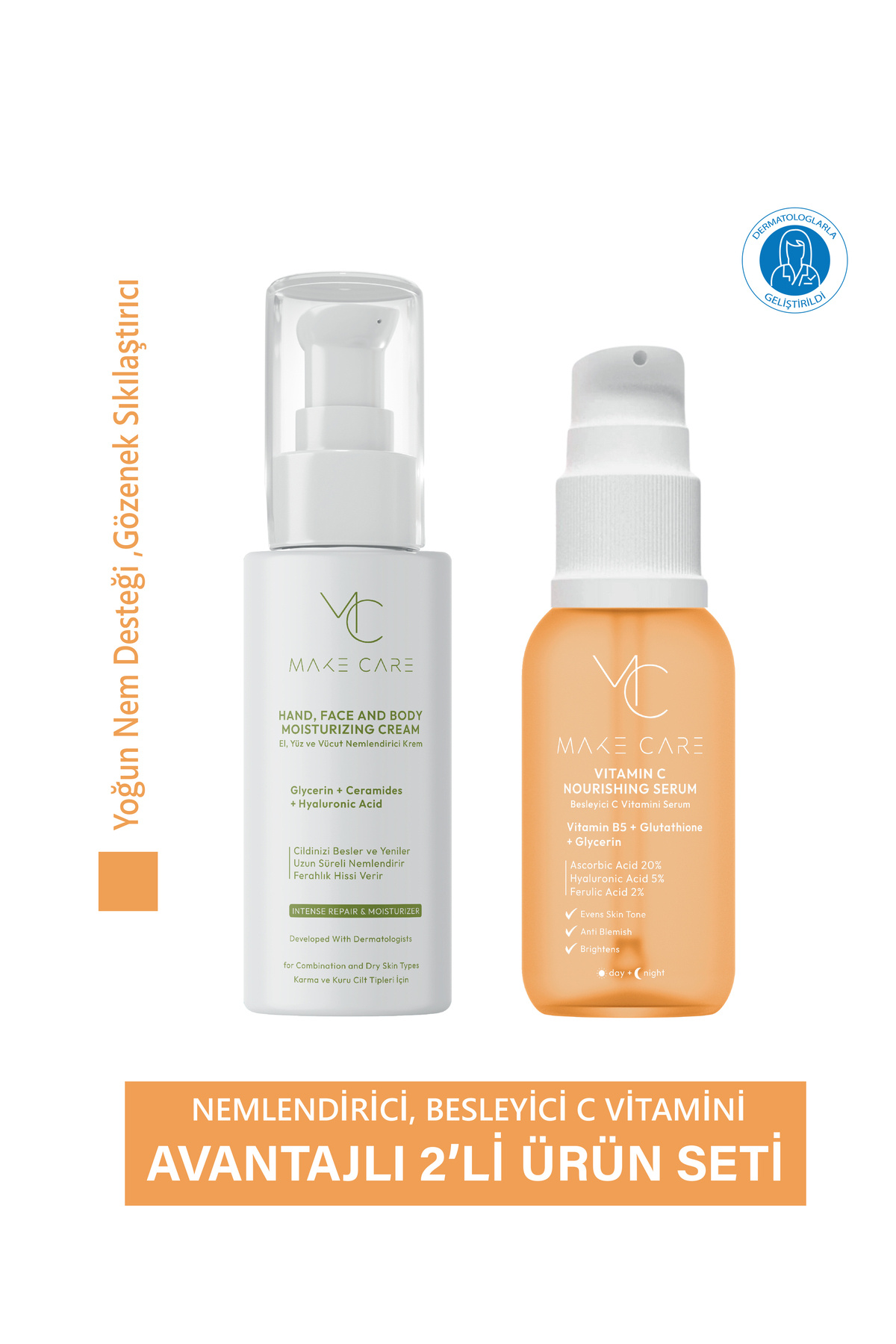 MAKE CARE Avantajlı Set,nemlendirici,c Vitamini Serum 2'li Set — dd3