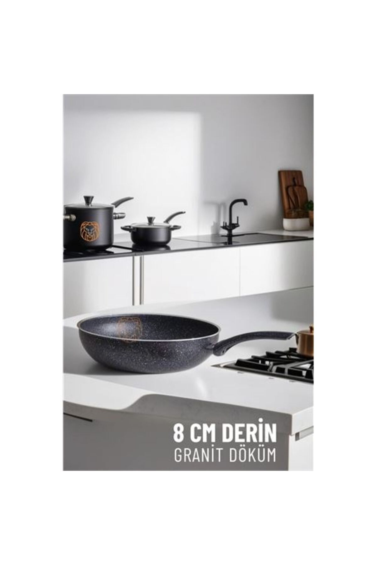 karadağsb 8 Cm Derin Wok Tava Granit Döküm L.Kinnaird