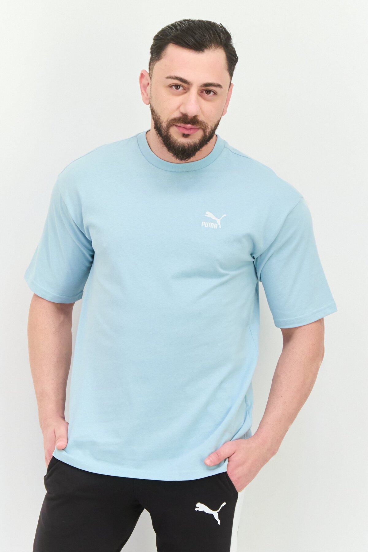 Puma Men Sportswear Fit Short Sleeve Training T-Shirt, Sky Blue