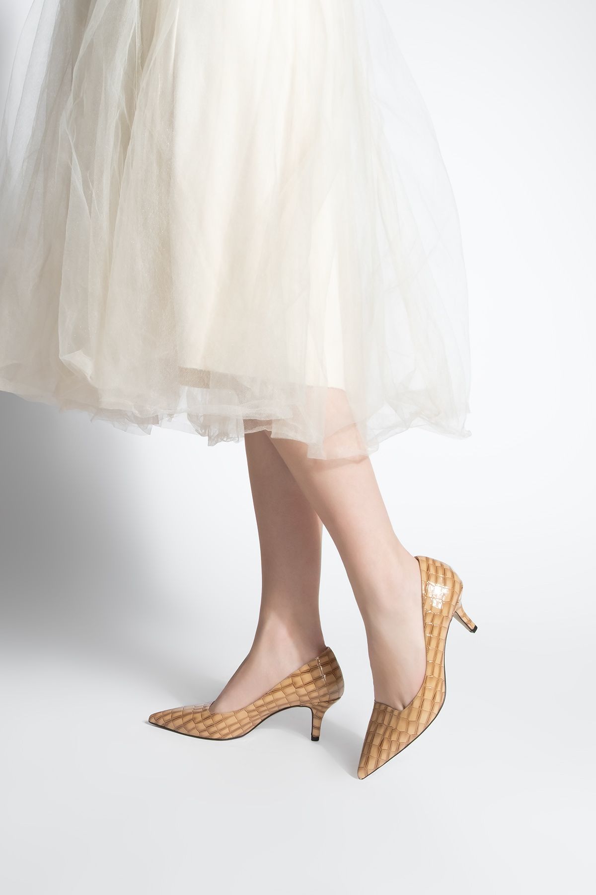Marjin-Dámske ihličkové topánky Croco so vzorom na podpätku Olfin Beige Croco 4