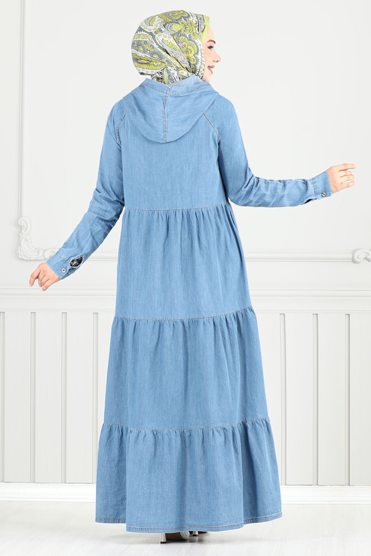 ModaMerve-Skirt Layered Denim Dress 25026Mts1095-M Light Denim 5