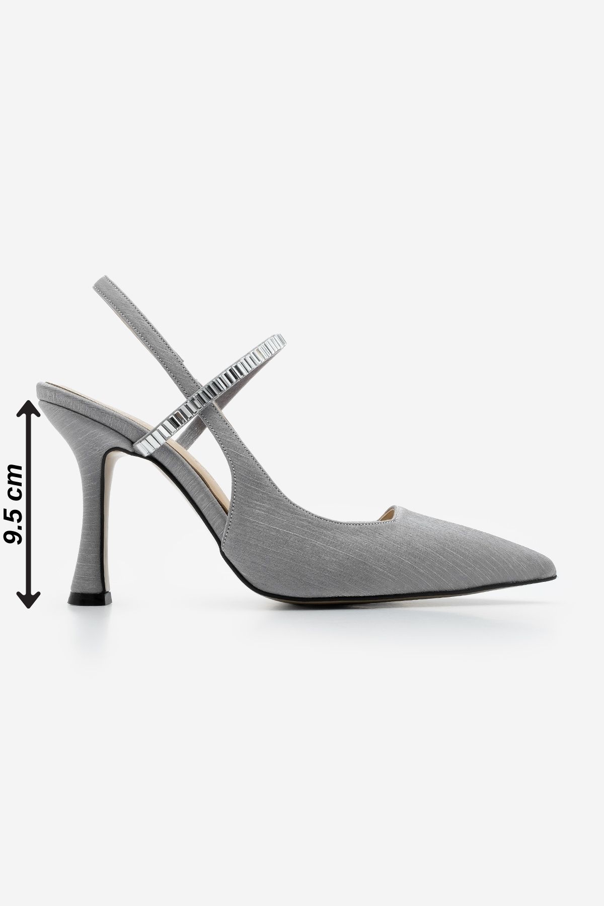 Marjin-Lovan Silver Satin damskie szpilki - szpiczasty nosek, paski i zdobione kamieniami buty na obcasie typu wefted 8