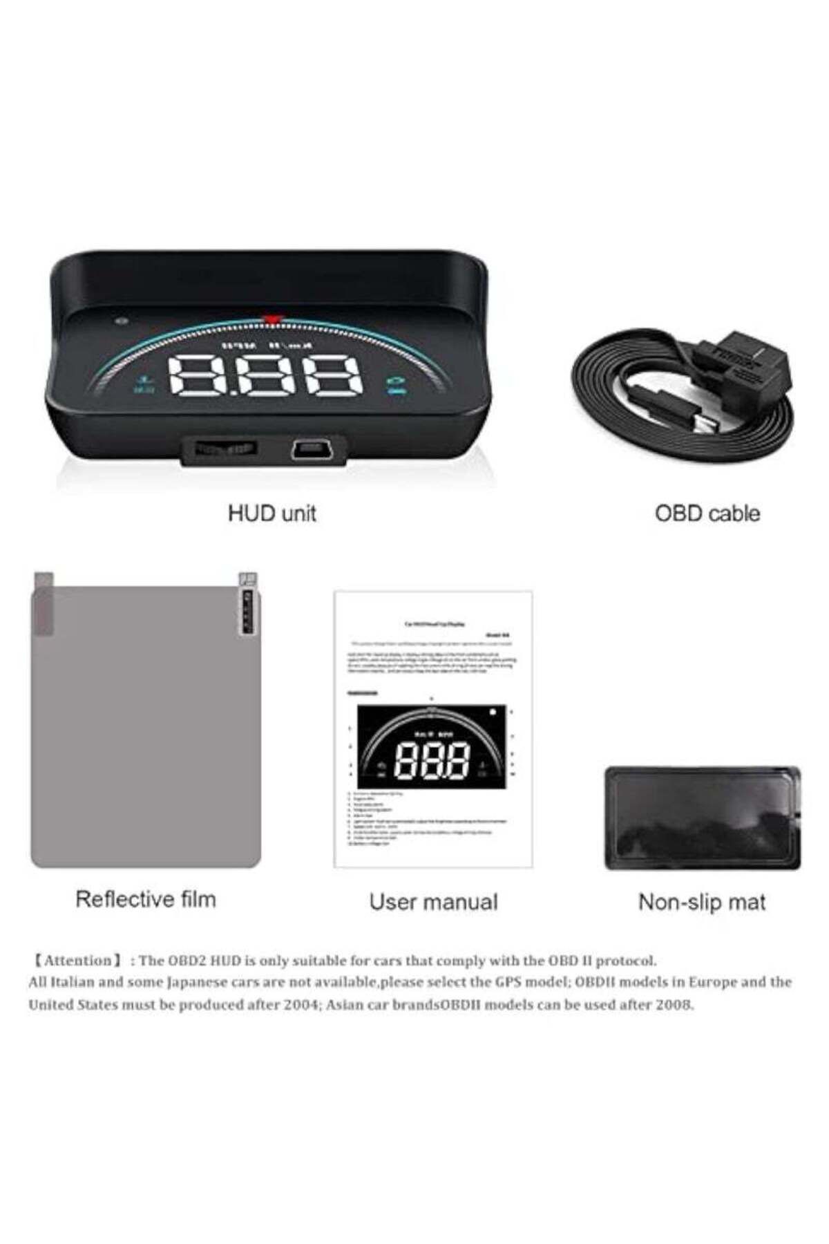COOYA-Hud Flat Panel Display, 3.5-Inch, Multi-function Speed Warning for Vehicles with Obd Ii or Euobd 5