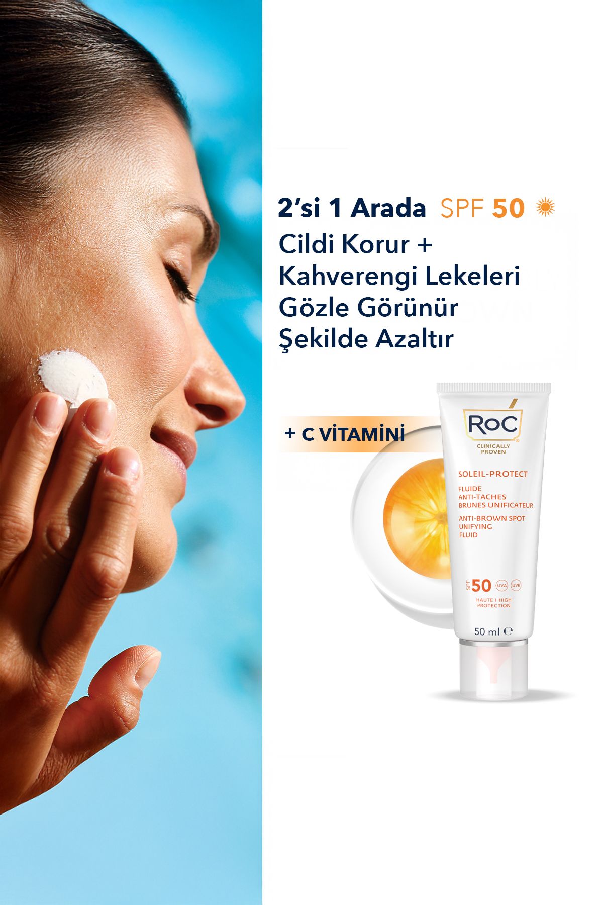 Roc کرم ضد لکه آفتابی صورتی SPF50 50 میلی لیتر