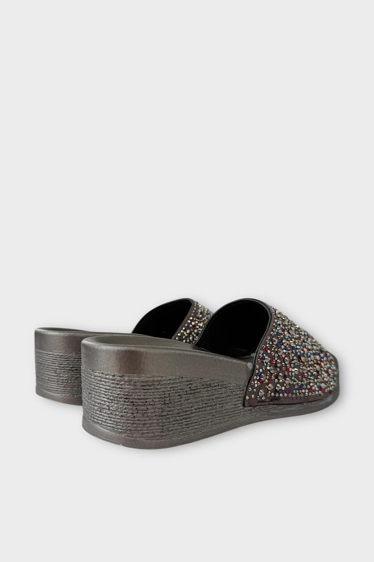 Liger-Slippers with Stones in Silver Belt Wedge Heel Stylish Summer Home Beach Vacation Slippers 5