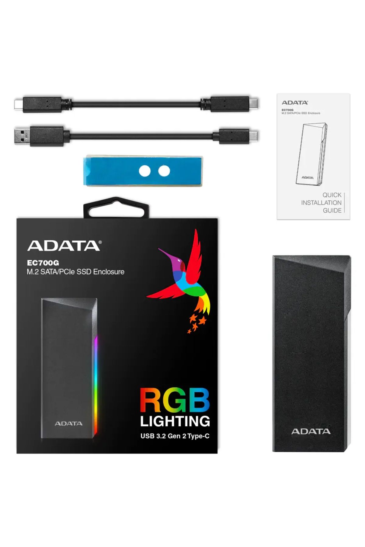 Adata-Rack SSD/HDD extern ADATA EC700G M.2, USB 3.2 Gen2 Tip C 8