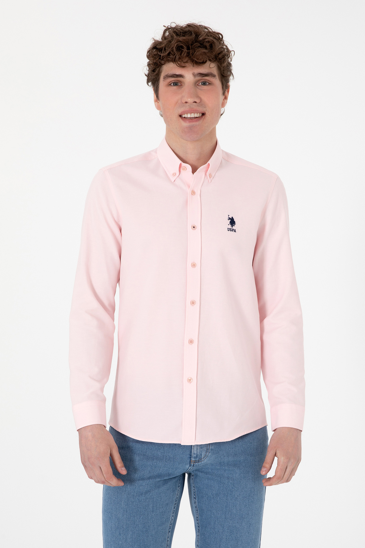 U.S. Polo Assn. Erkek Açık Pembe Uzun Kollu Basic Gömlek 50297997-VR078 — صورتی 1141971