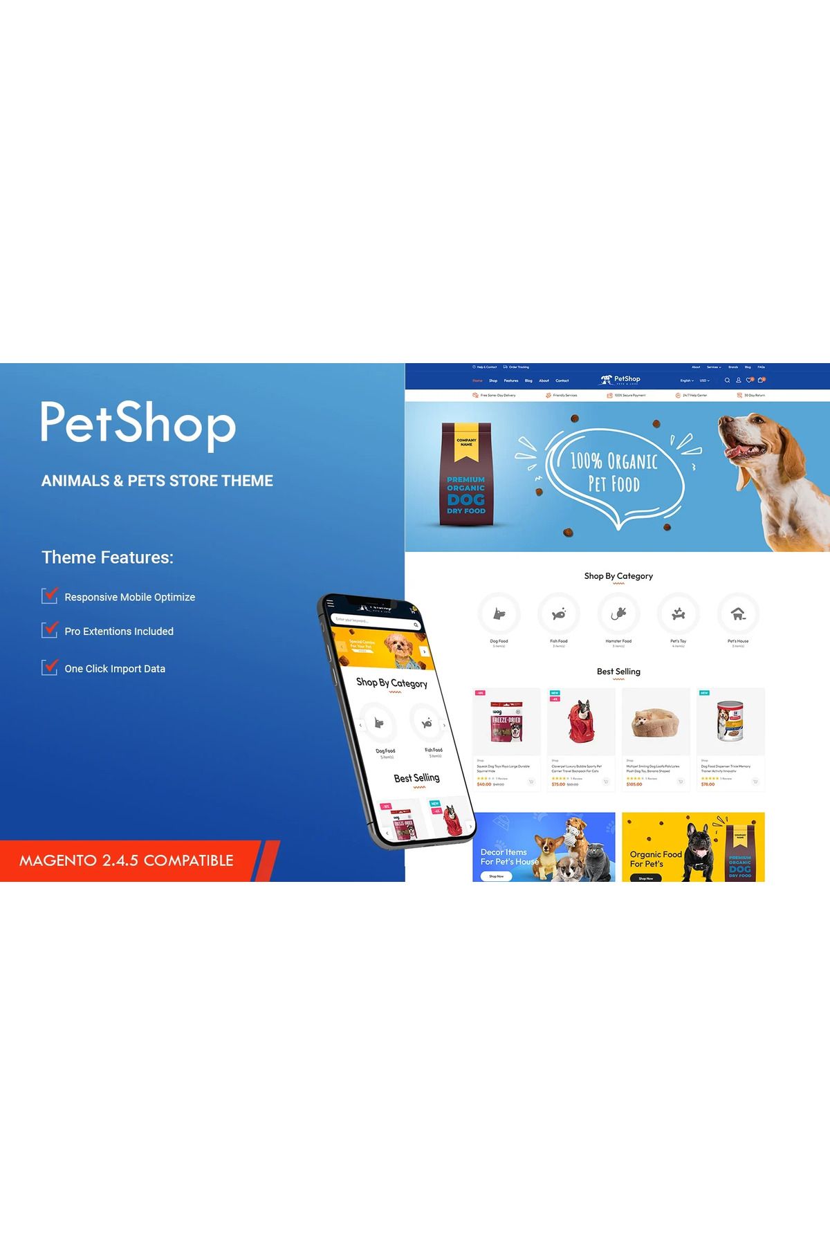hemen tasarım Petshop - Animals and Pets Store Magento Teması