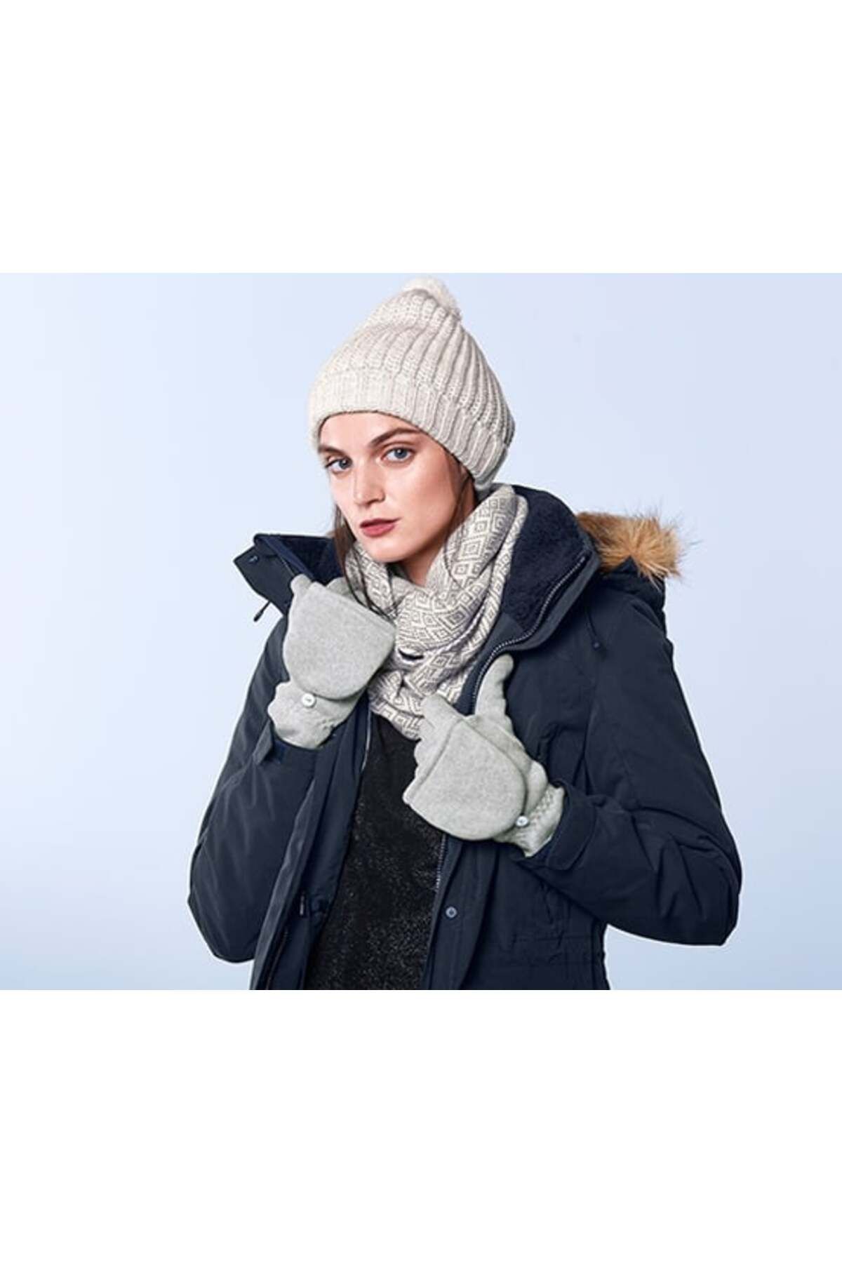 Tchibo-Knitting Polar Shawl, Grey Multi 4