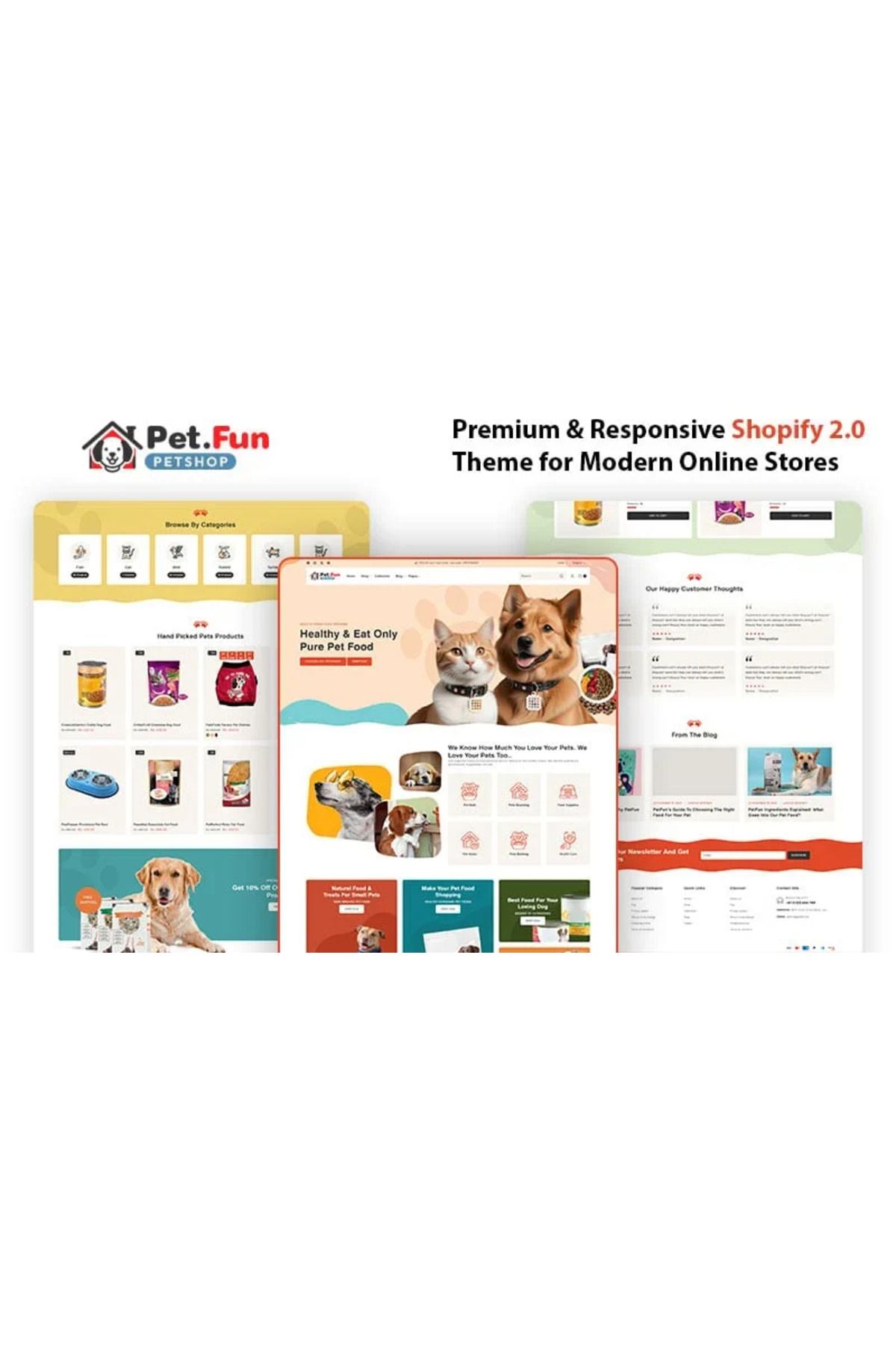 hemen tasarım PetFun Pet Food & Supplies Shopify Teması