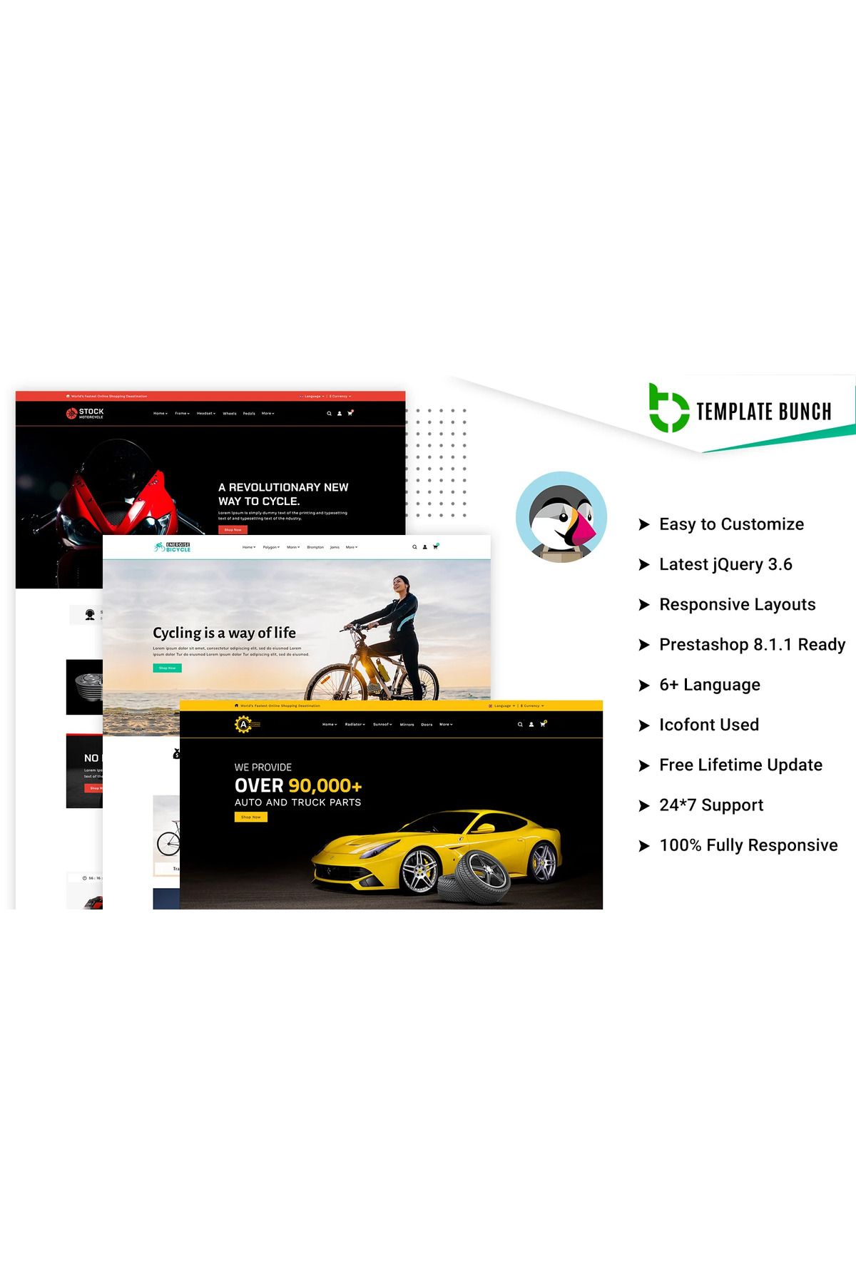 hemen tasarım StockAuto - Autoparts and Motorcycle Parts with Bicycle PrestaShop Teması
