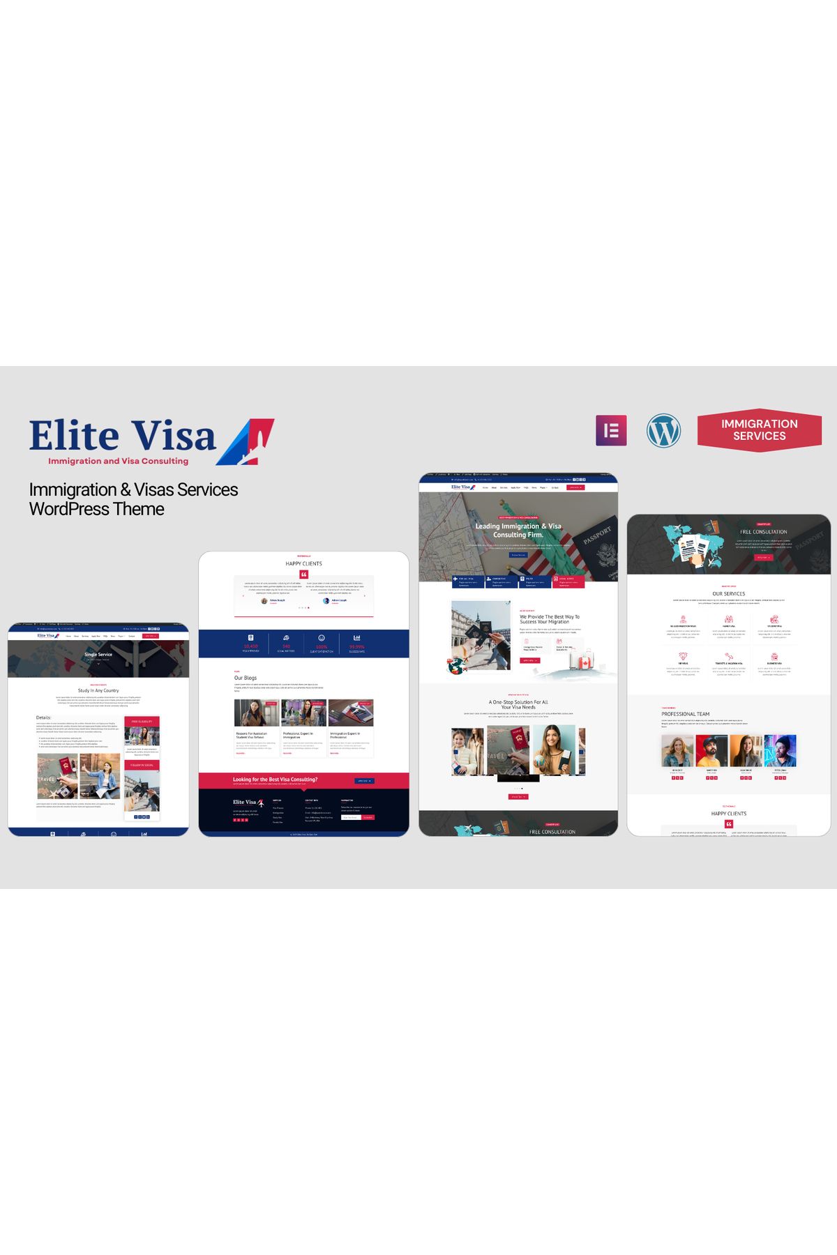 hemen tasarım Elite Visa - Visa Tourism & Immigration Services WordPress Teması