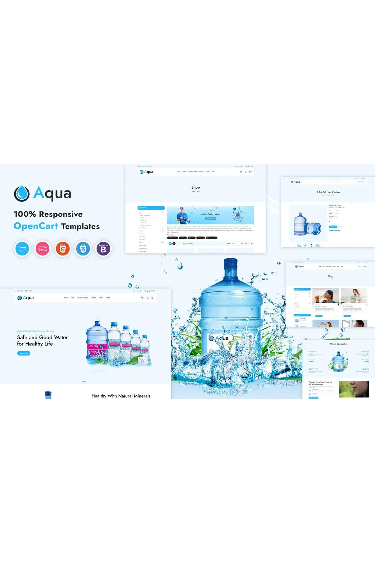 hemen tasarım Aqua - Responsive OpenCart Teması