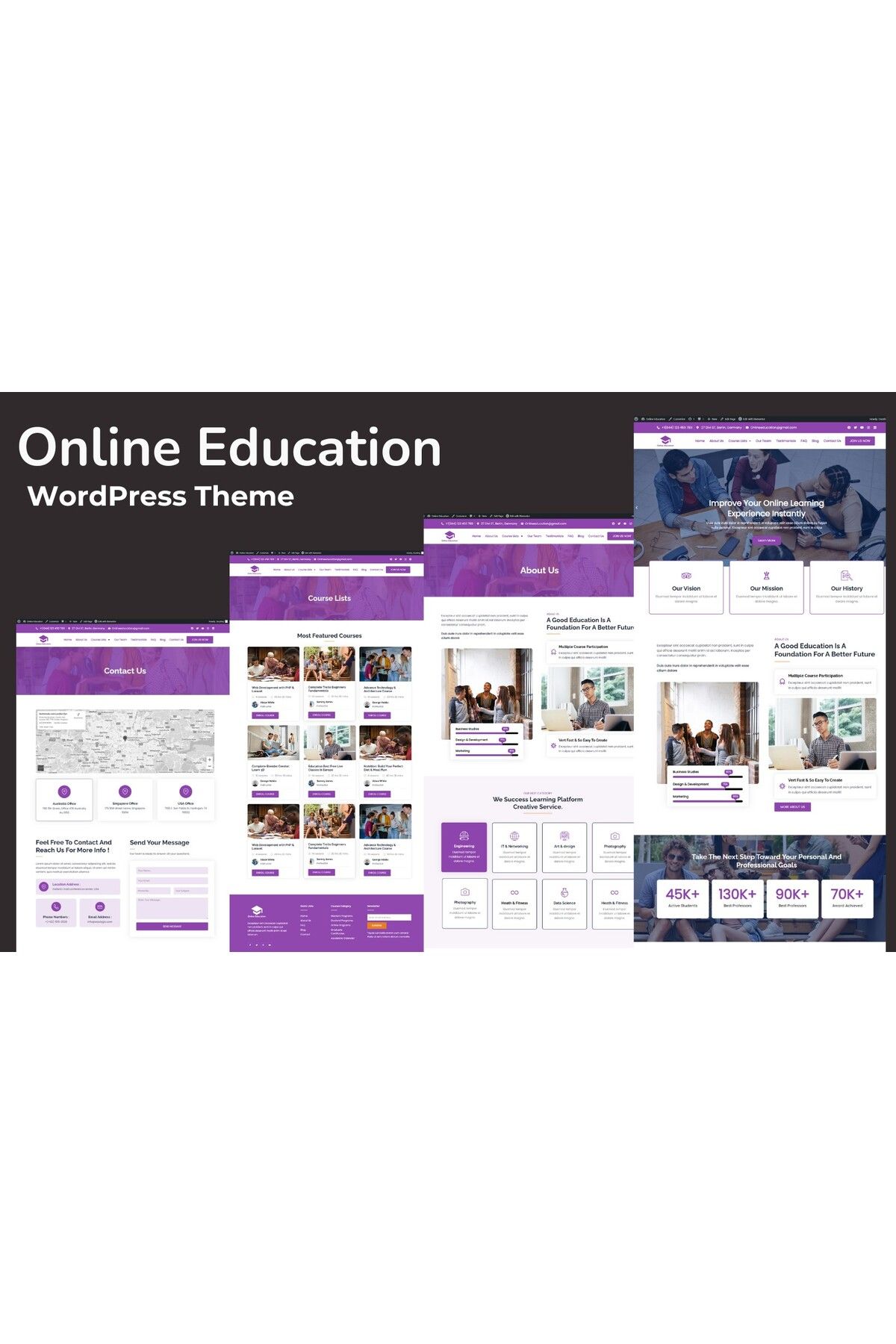 hemen tasarım Online Education- School, College, University, and Online Course Education Wordpress Teması