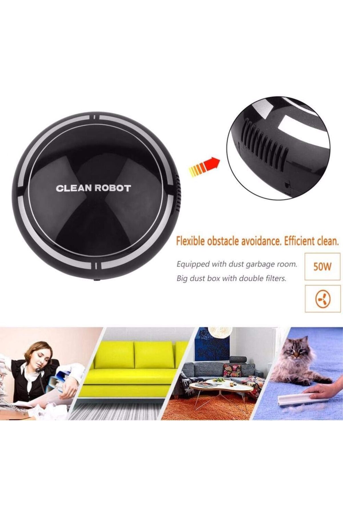 مكنسة كهربائية روبوتية، منظف أرضيات قابل لإعادة ال...