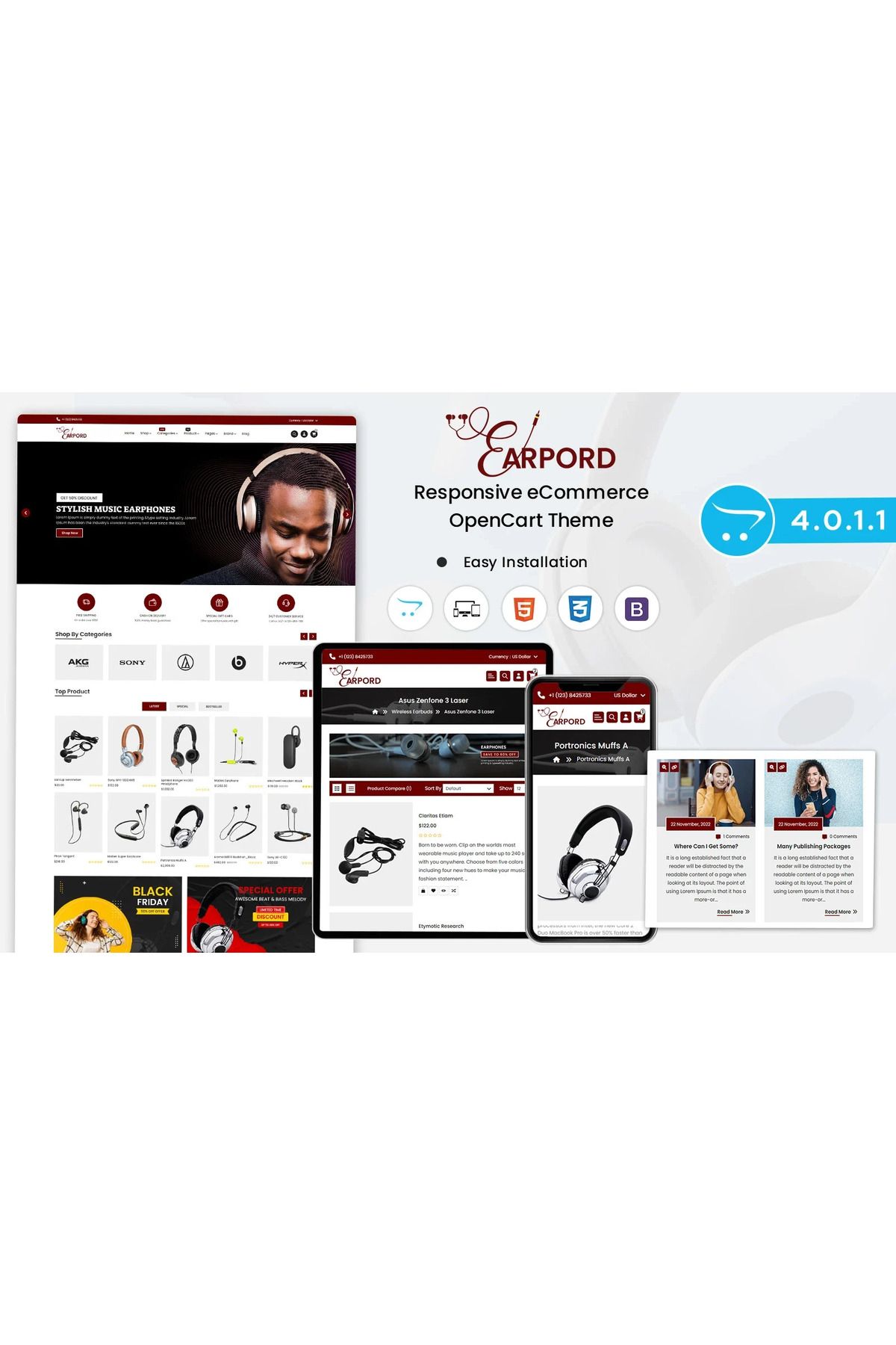 hemen tasarım Earpords - Sell Earphones, Airpods, Headphones, Bluetooth, and Neckbands OpenCart Teması