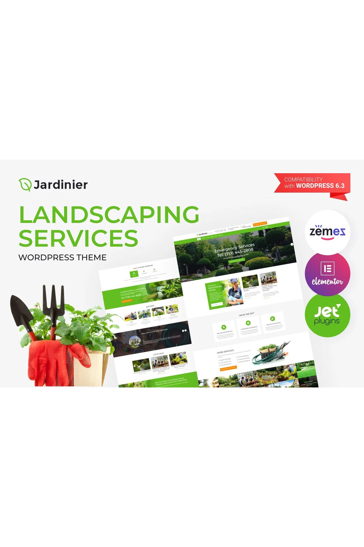 hemen tasarım Jardinier - Landscaping Services Wordpress Teması
