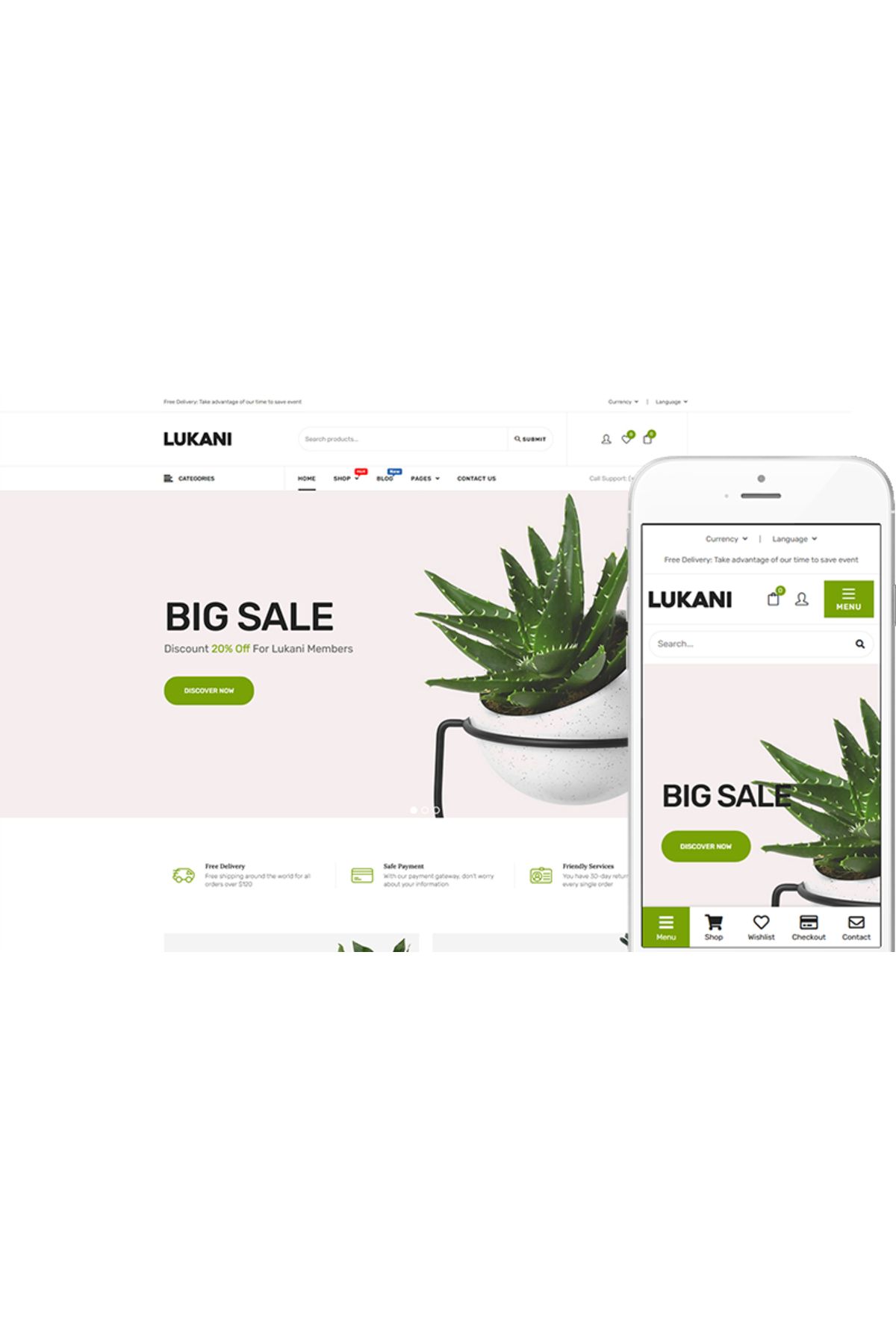 hemen tasarım Lukani - Plants Shop WooCommerce Teması
