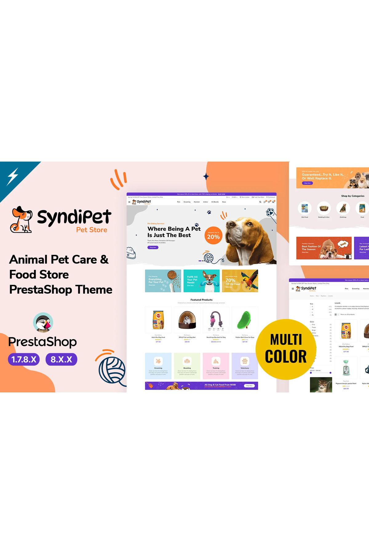 hemen tasarım Syndipet - Animal Pet Care and Pet Food Store PrestaShop Teması