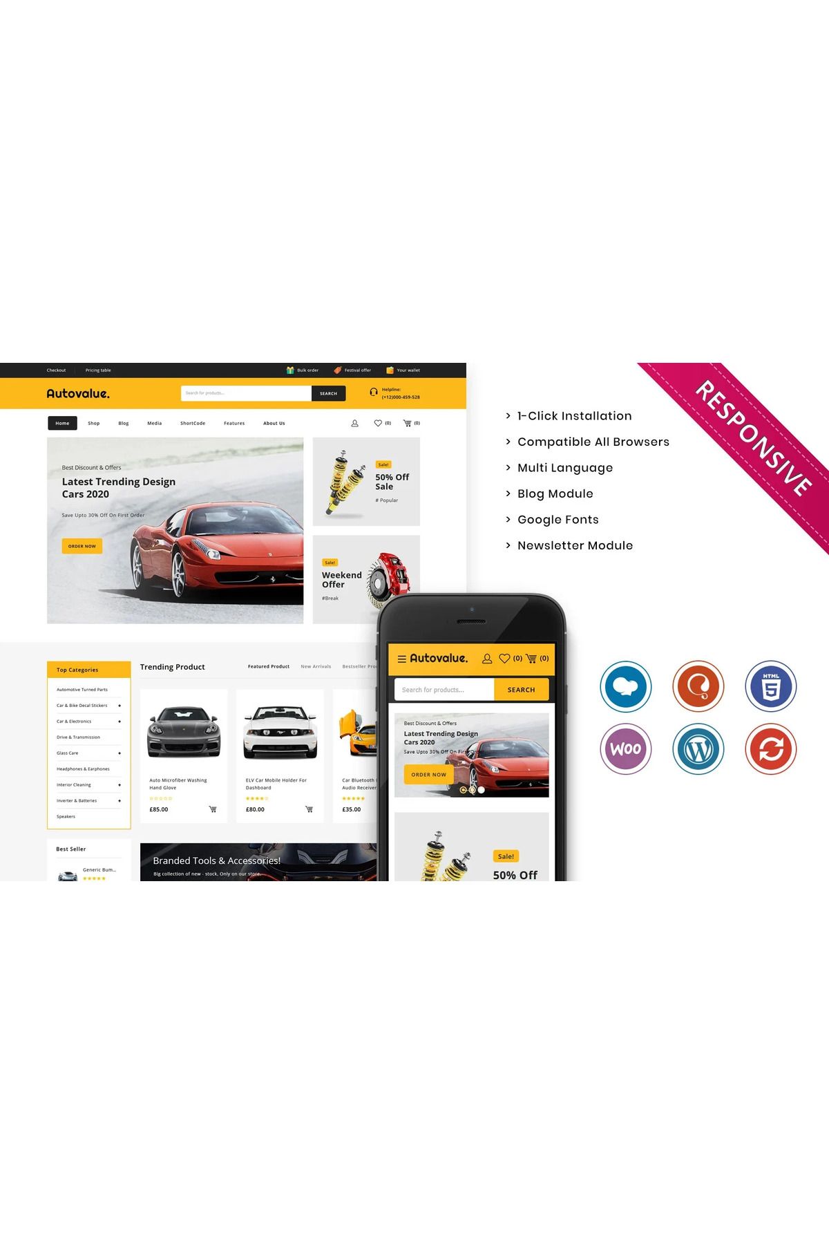 hemen tasarım Auto value - The Automobile Store Responsive WooCommerce Teması