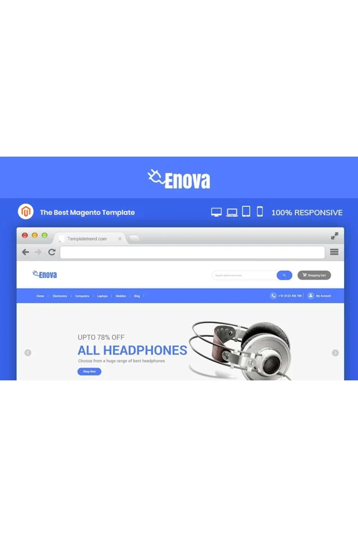 hemen tasarım Enova Electronics Mobile Magento Teması