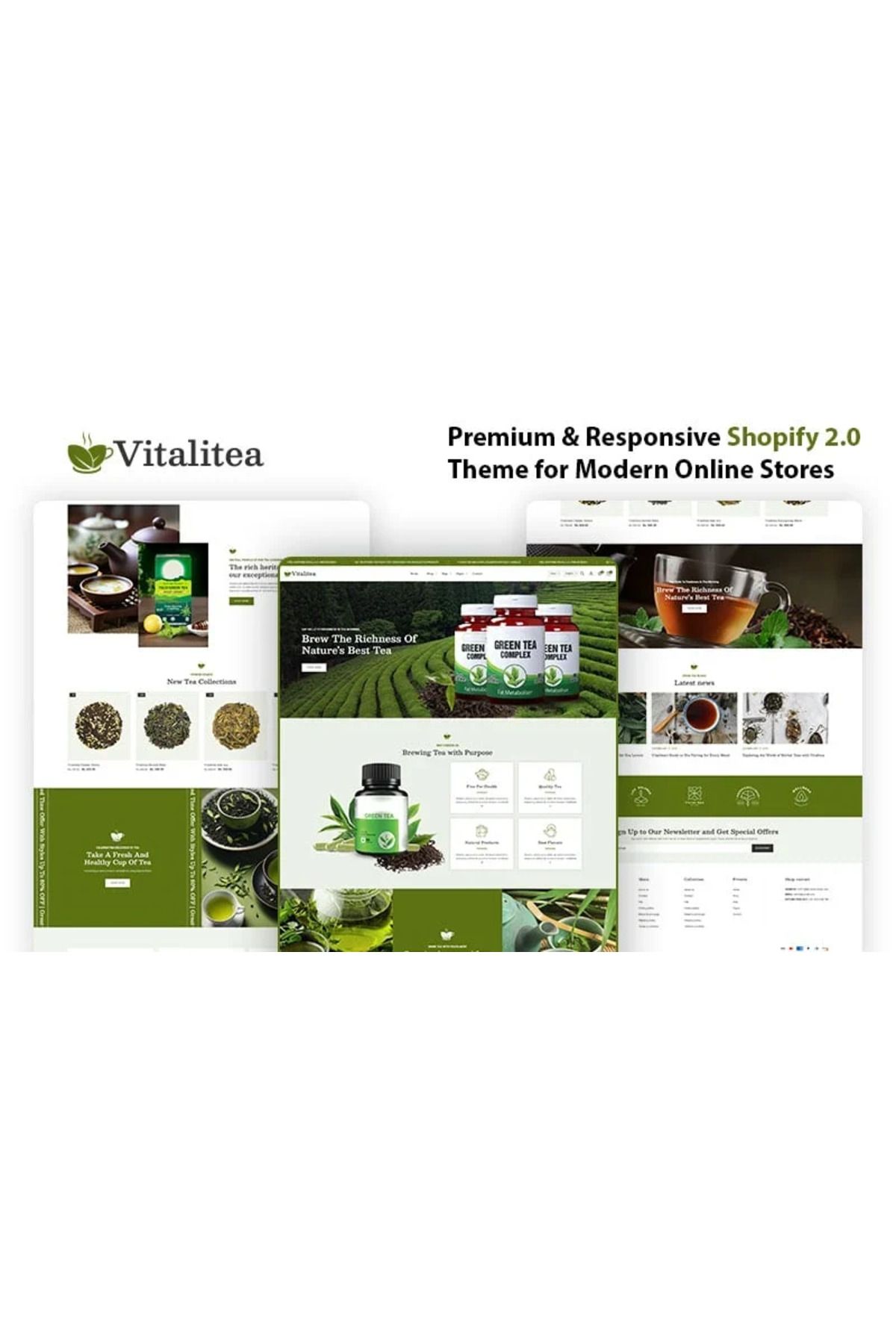 hemen tasarım VitaliTea Tea Brands & Herbal Infusions Shopify Teması