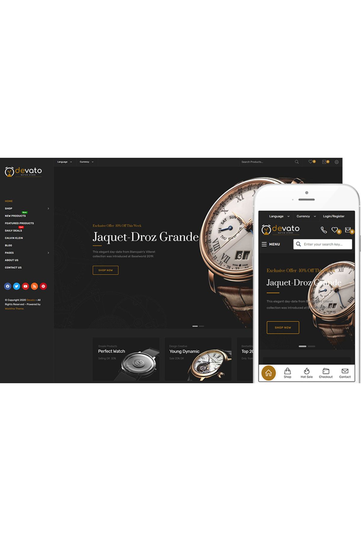 hemen tasarım Devato - Watch Store WordPress WooCommerce Teması