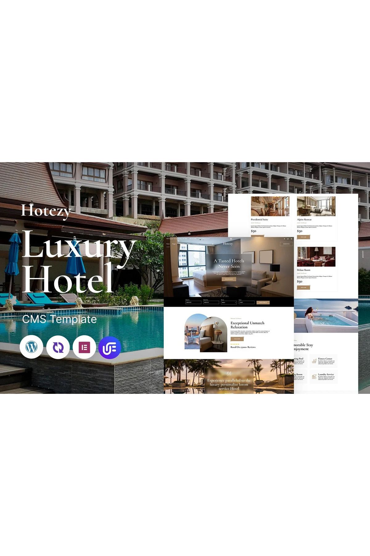 hemen tasarım Hotezy - Luxury Hotel And Resort Multipurpose Responsive WordPress Teması
