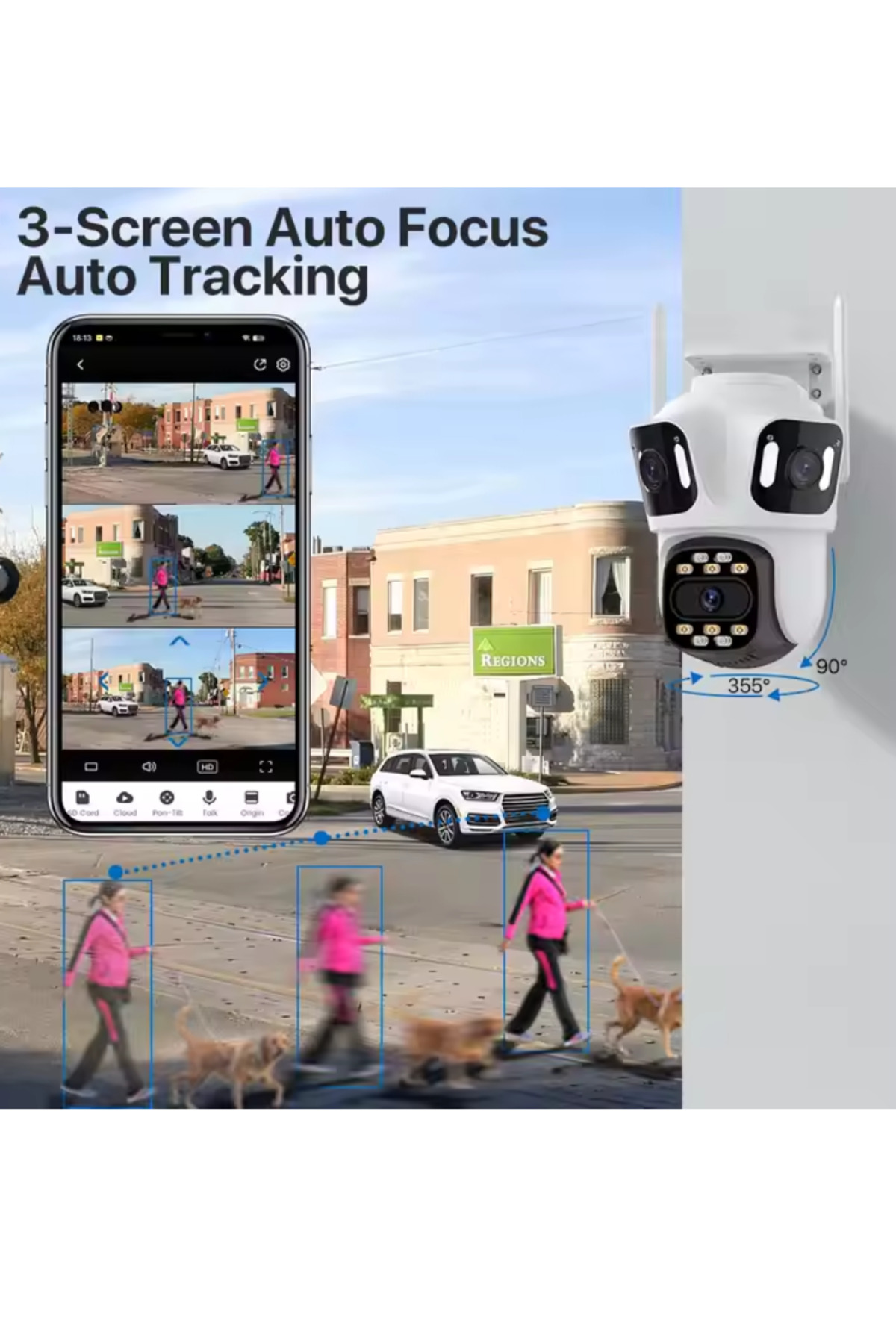 AL-TECH BİLİŞİM Ip Kamera 6k Hd Üç Ekranlı Harici Wifi Kamera Dış Mekan 4K Çift Lens Otomatik Takip fotoğrafı 5 (önizleme)