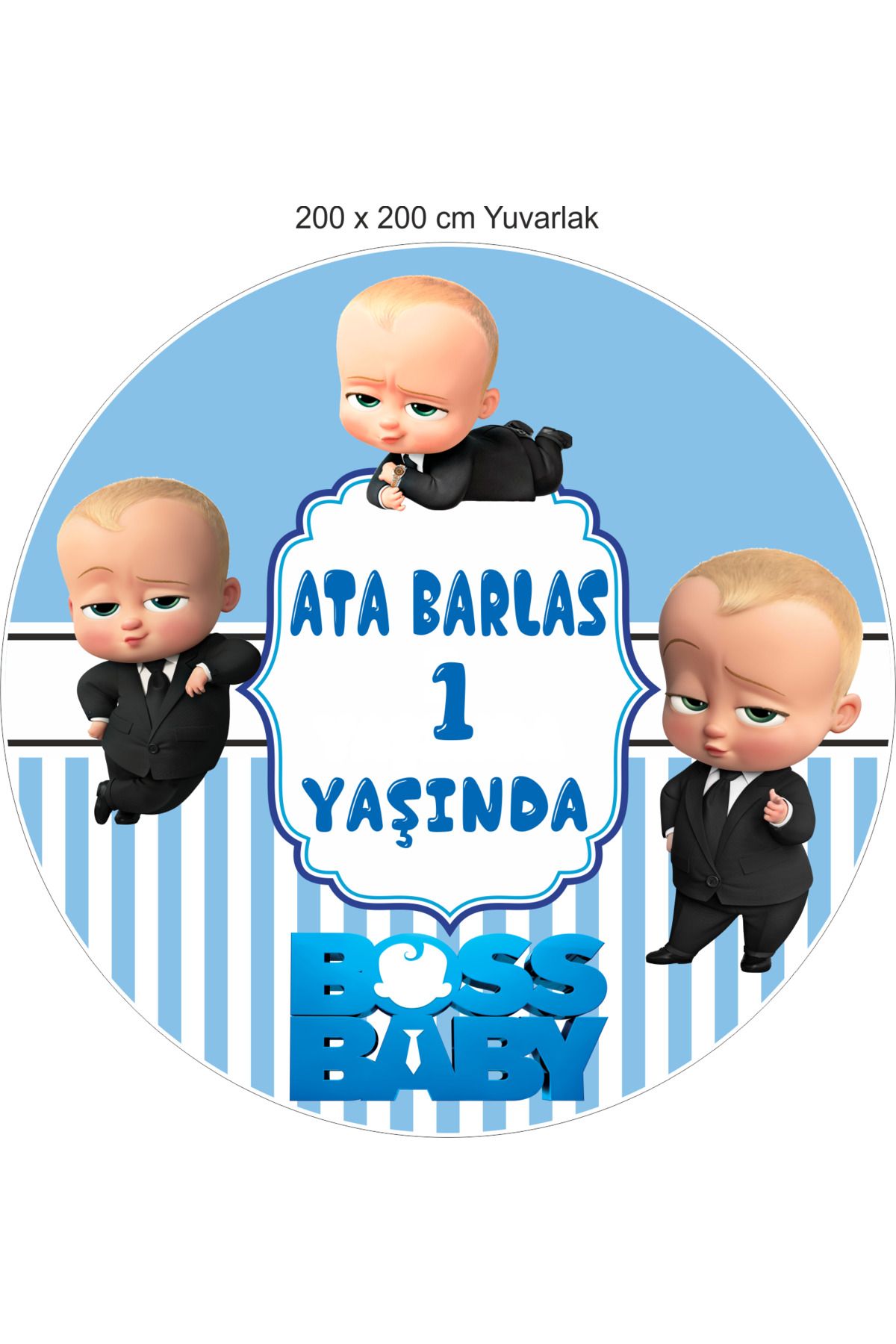 SUFİ SUFİ DİJİTAL Patron Bebek 200x200 cm Yuvarlak Doğum Günü branda afişi