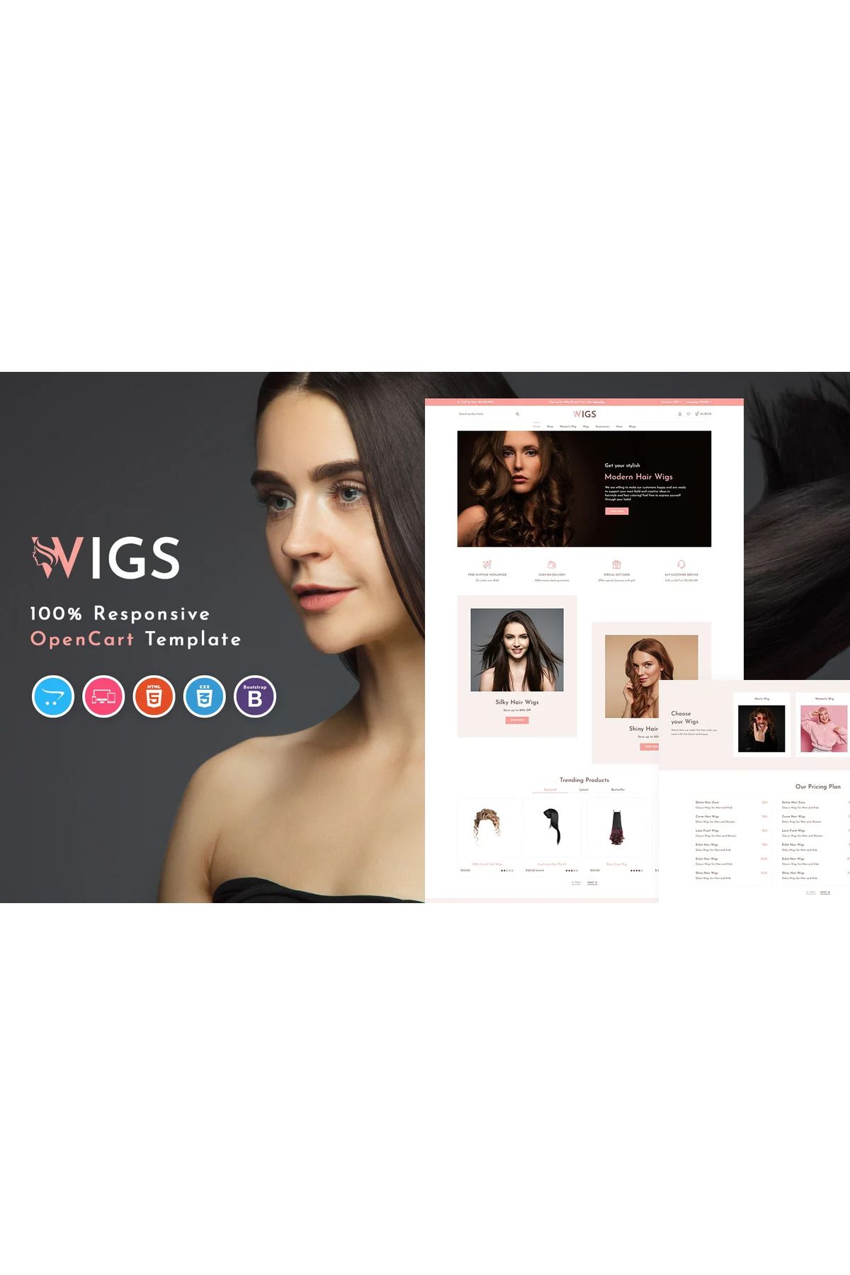 hemen tasarım Wigs - Responsive OpenCart Teması