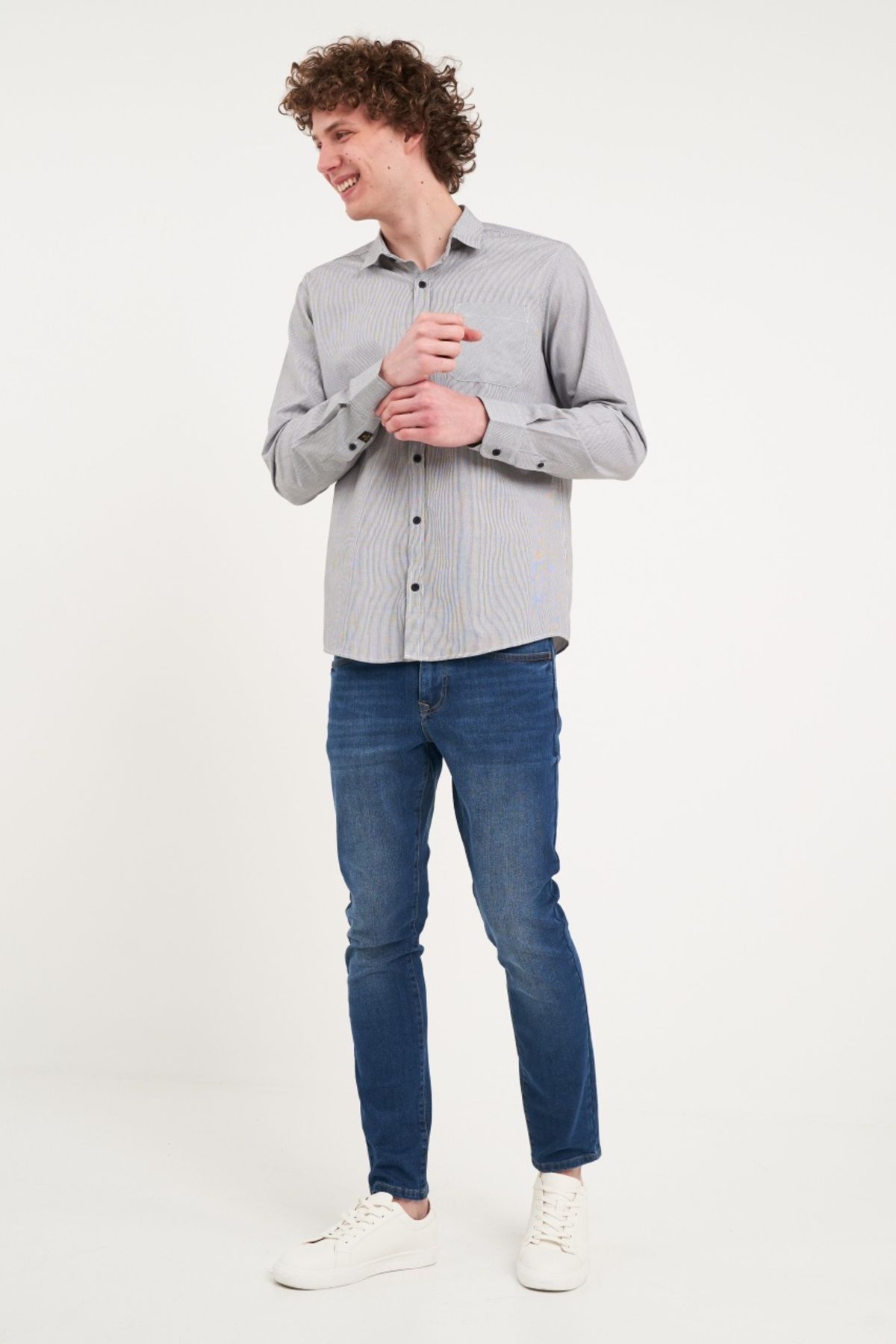Kenvelo-Men's shirt with striped pattern and pocket 6