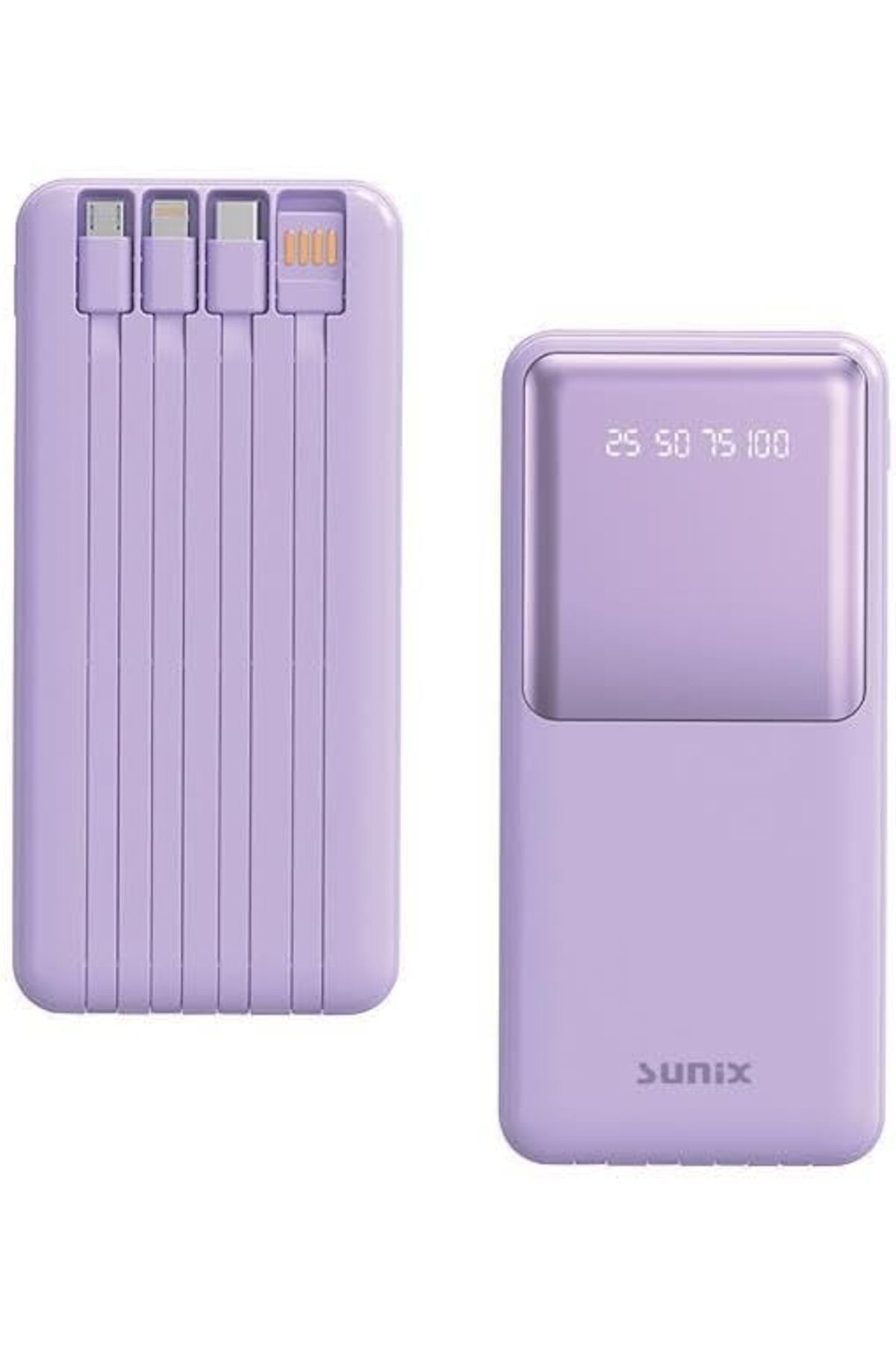 mazıdağı mazzıdağ 12000 Mah Dijital Göstergeli Dahili Çoklu Kablolu Taşınabilir Powerbank Mor PB-49 new