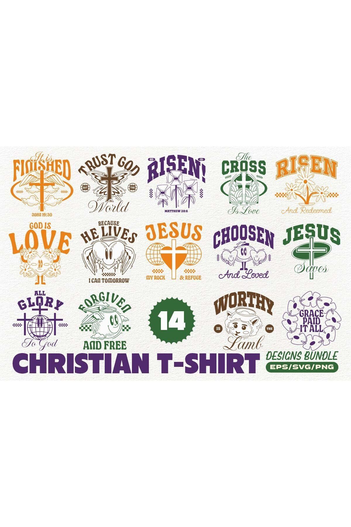 hemen tasarım Christian T-shirt Designs Bundle T-shirt Tasarım Paketi