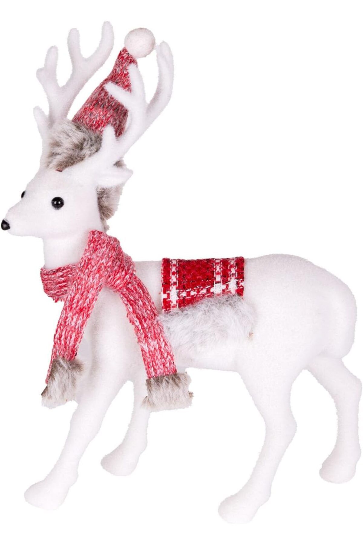 DERİK Yılbaşı Süsü Geyik Noel Şapkalı Kırmızı-Beyaz 23x32 Cm. hrn 1122015