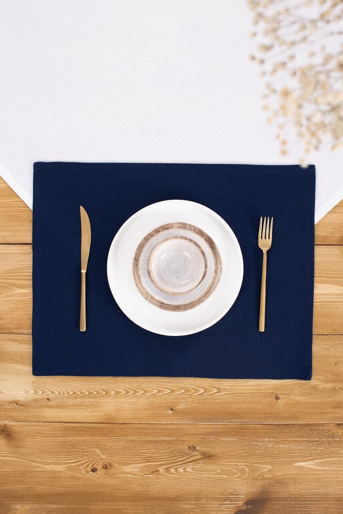KDROĞLU MM Wellstil Premium Keten Amerikan Servisi 35 X 45 (Lacivert, 6) Drk 1114477