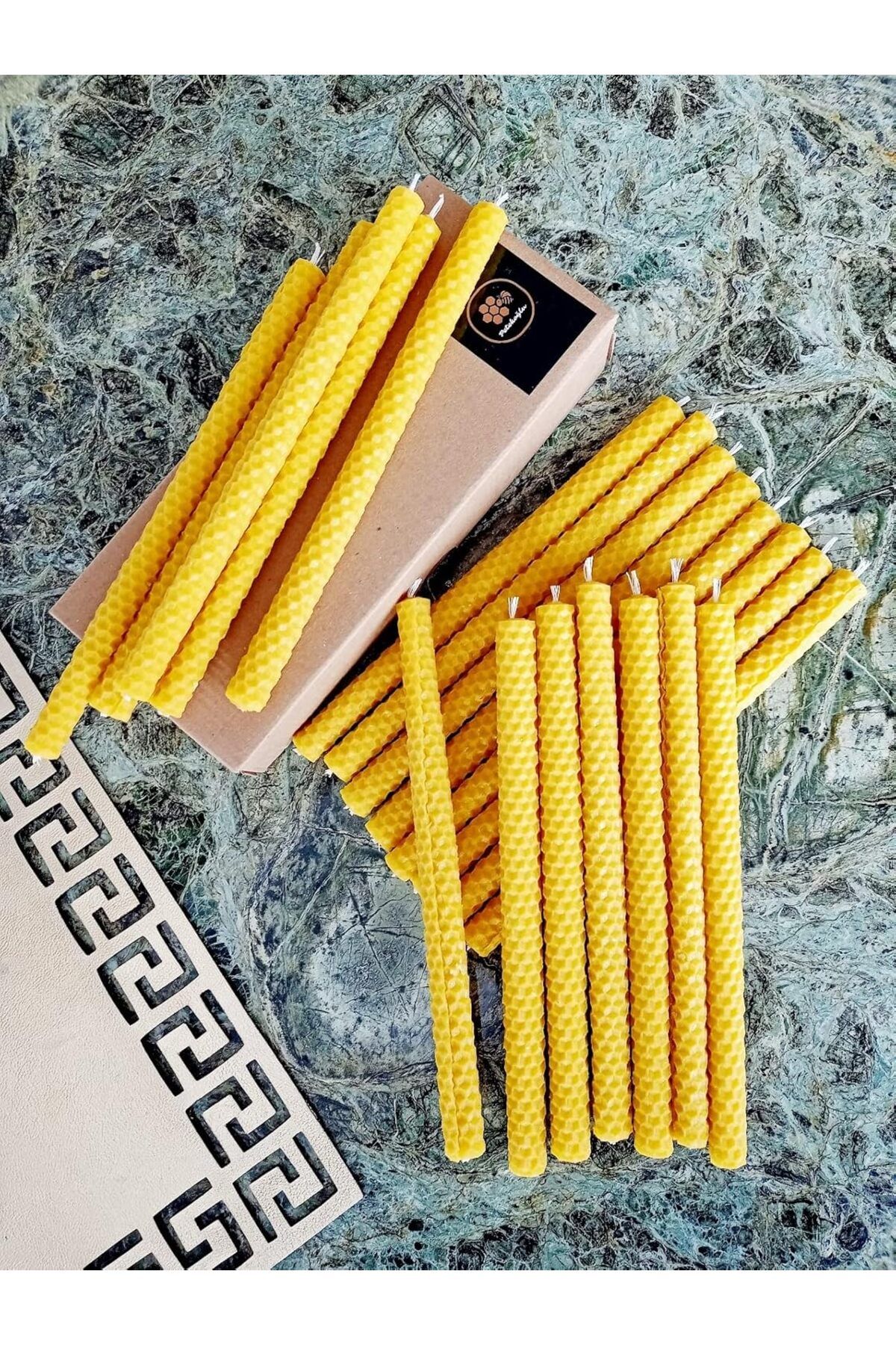 mazıdağı mazzıdağ (20 Adet) Dilek Mumu 21Cm Doğal Petek Balmumu Mum Sarma El Yapımı Bal Mumu Mum Beeswax