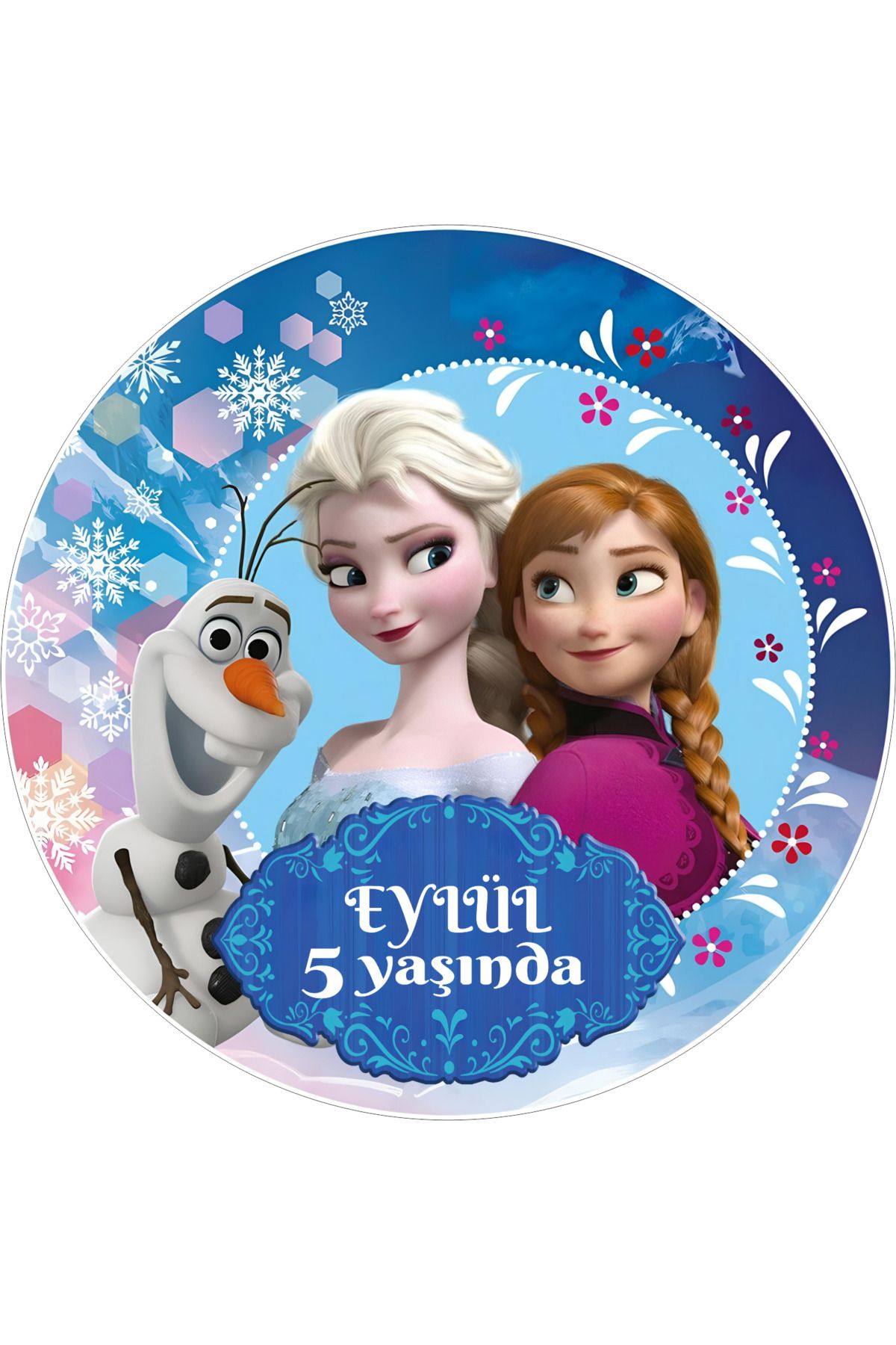 SUFİ SUFİ DİJİTAL Elsa ve Anna 200x200 cm Yuvarlak doğum günü Branda Afişi