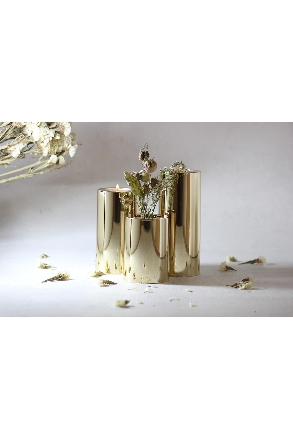 mazıdağı mazzıdağ 3'lü Tealight Mumluk Seti (GOLD) new store 1133631
