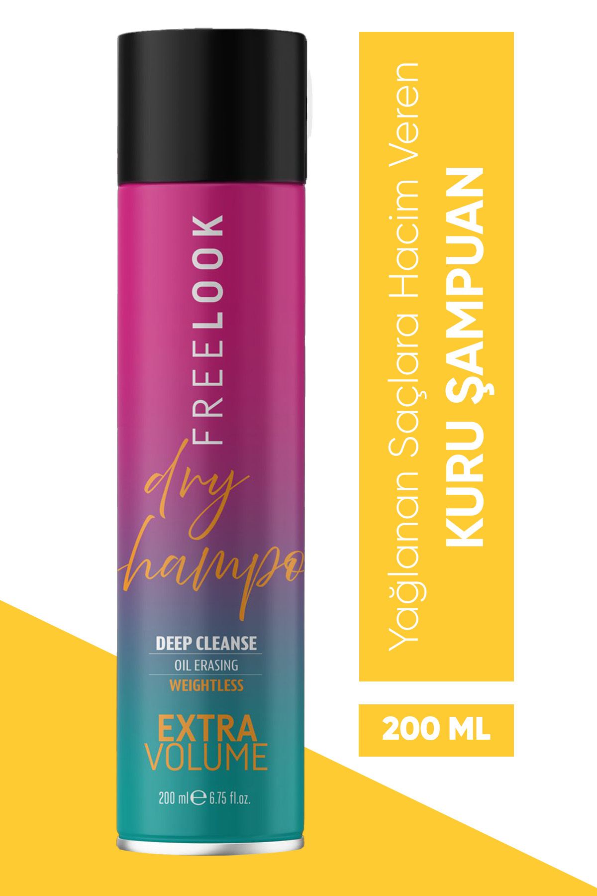 Freelook Kuru Şampuan 200ml - Beyaz Kalıntı Bırakmaz, Ekstra Hacim, Yağlanma Karşıtı, Kömür & Yeşil Çay