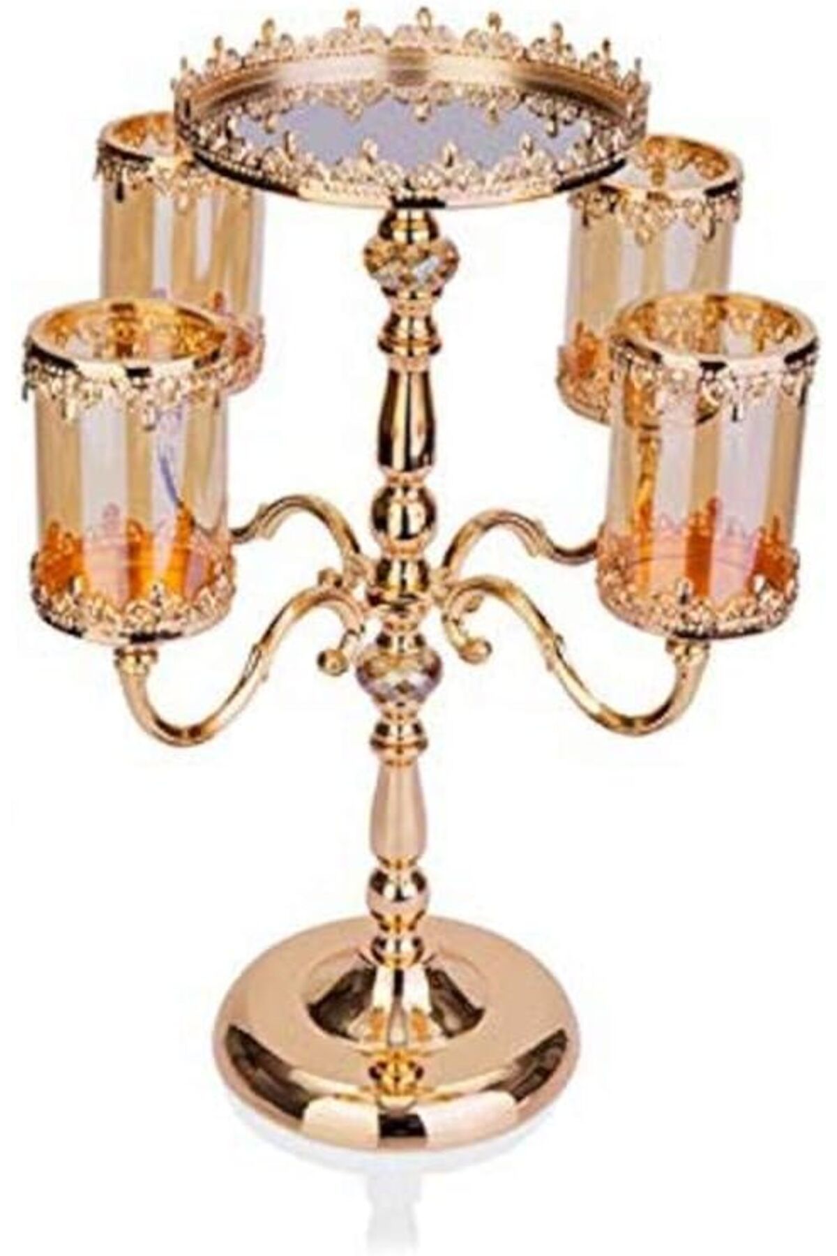 mazıdağı mazzıdağ Altın İşlemeli Ambr Cam 4lü Mumluk,-sunum 30x30x106 new store 1133631
