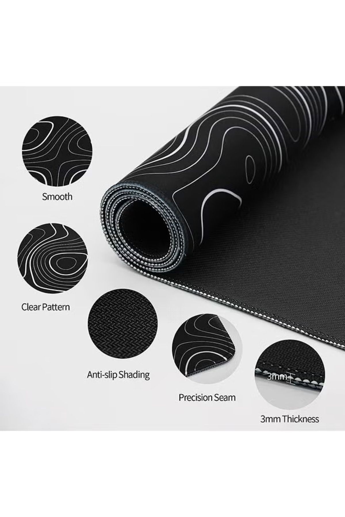 COOYA-Extended Gaming Mouse Pad, Non-slip Rubber Base, Smooth Cloth Surface for Computers(Black) 5