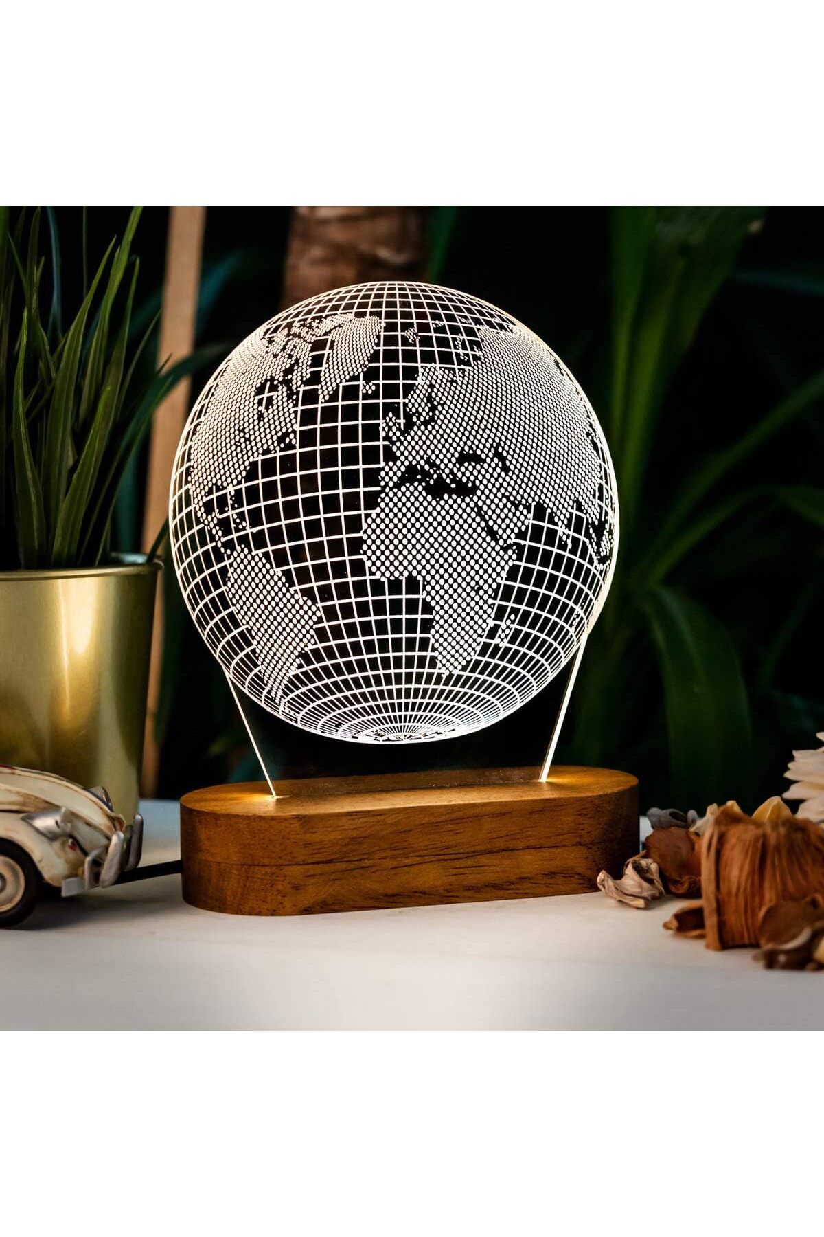 MEGOBİNE WHERE Haritası Tasarımlı 3D Led Lamba Usb Bağlantılı Sarı Işık ZTML SYFT 1139610