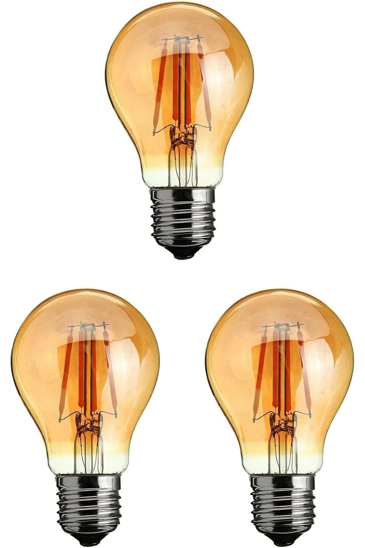 MEGOBİNE WHERE 4w A60 Led Filament Ampul E27 Sarı Işık Dekoratif Vintage Aydınlatma (3, Amber Cam) ZTML S