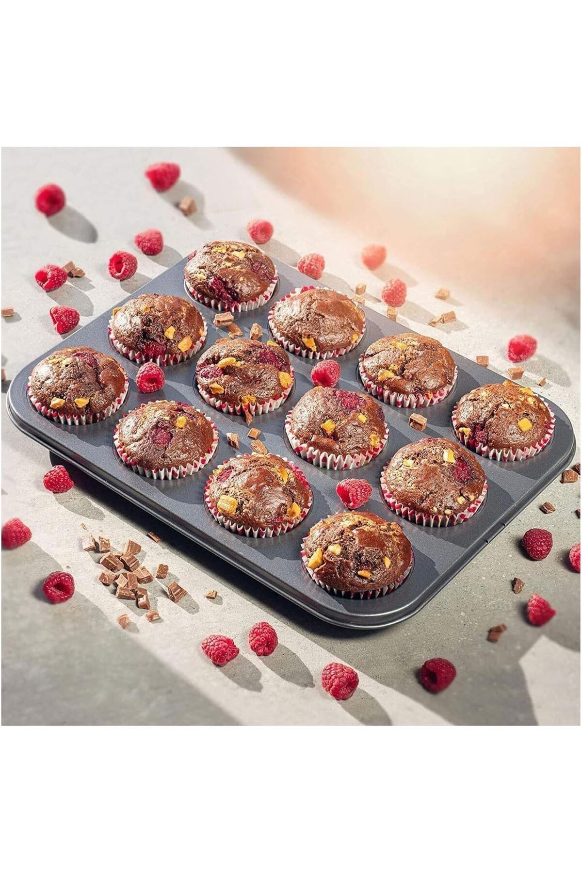 KDROĞLU KDROGLU Kek Muffin Kalıbı - Mutfak ve Restoran Kullanımı İçin Dayanıklı, Bölmeli Şık Siya
