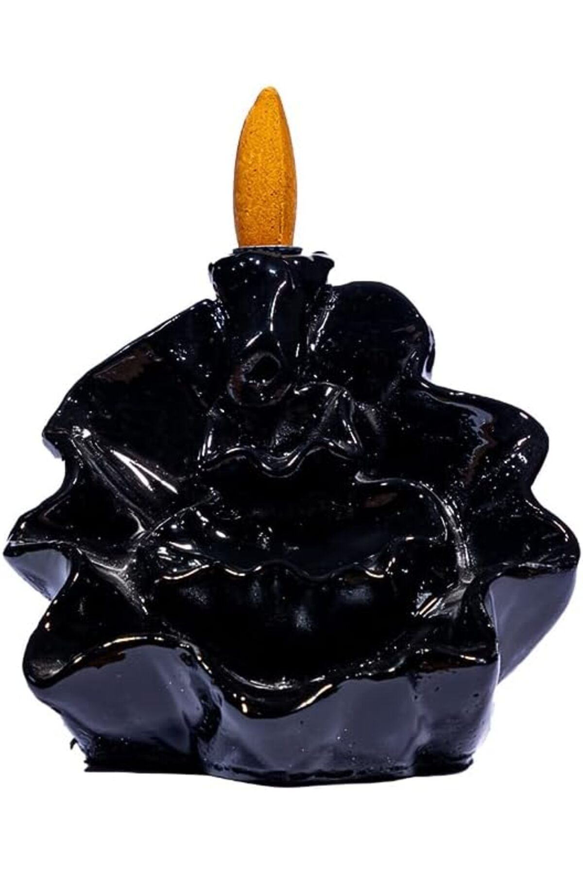 KDROĞLU GEÇMEZ Akışlı Mistik İstiridye Şelale Tütsülük Black Backflow+2 Konik Lavanta Tütsü Hediy