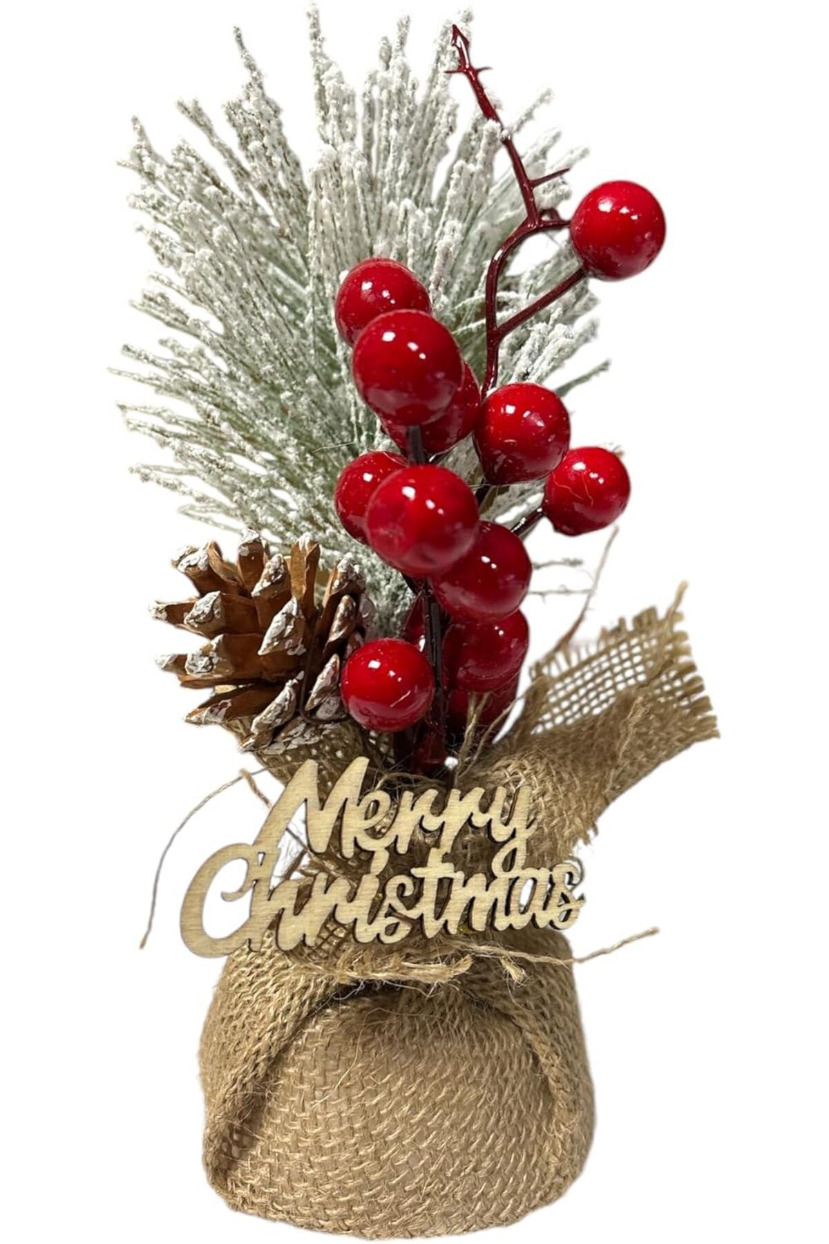 MEGOBİNE Megobine Dekoratif Kokina Çiçeği Aranjmanı, 20 cm, Jüt Kumaşlı shop 1073341