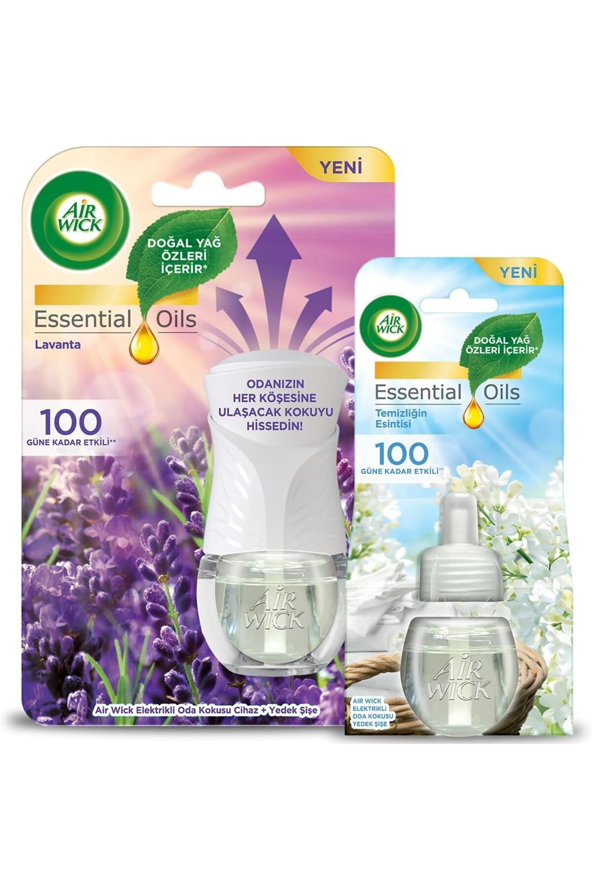 DERİK dsr Wick LE Elektrikli Oda Kokusu Lavanta Kit (Cihaz + Yedek Şişe) + Temizliğin Esintisi Yedek Ş