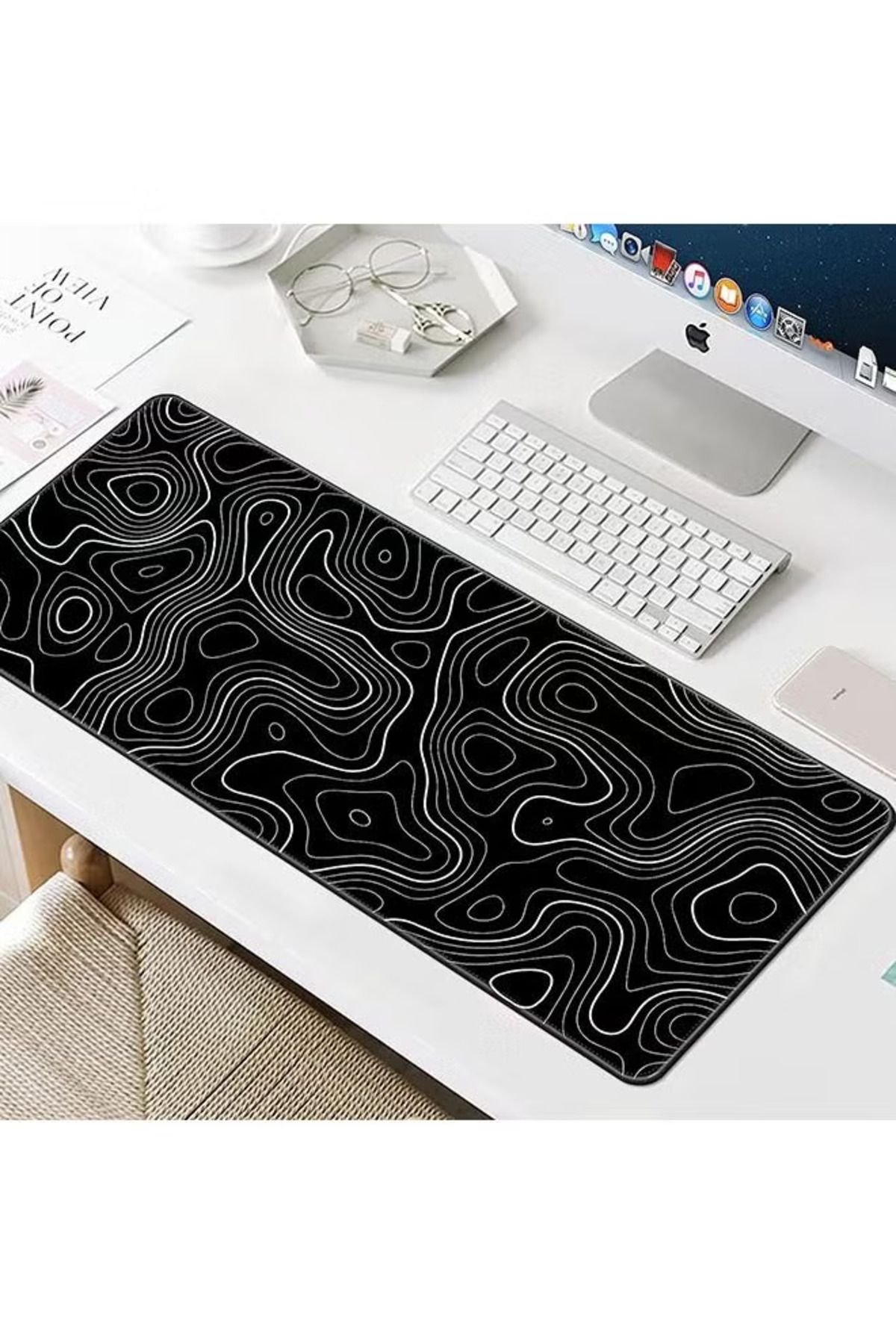 COOYA-Extended Gaming Mouse Pad, Non-slip Rubber Base, Smooth Cloth Surface for Computers(Black) 3